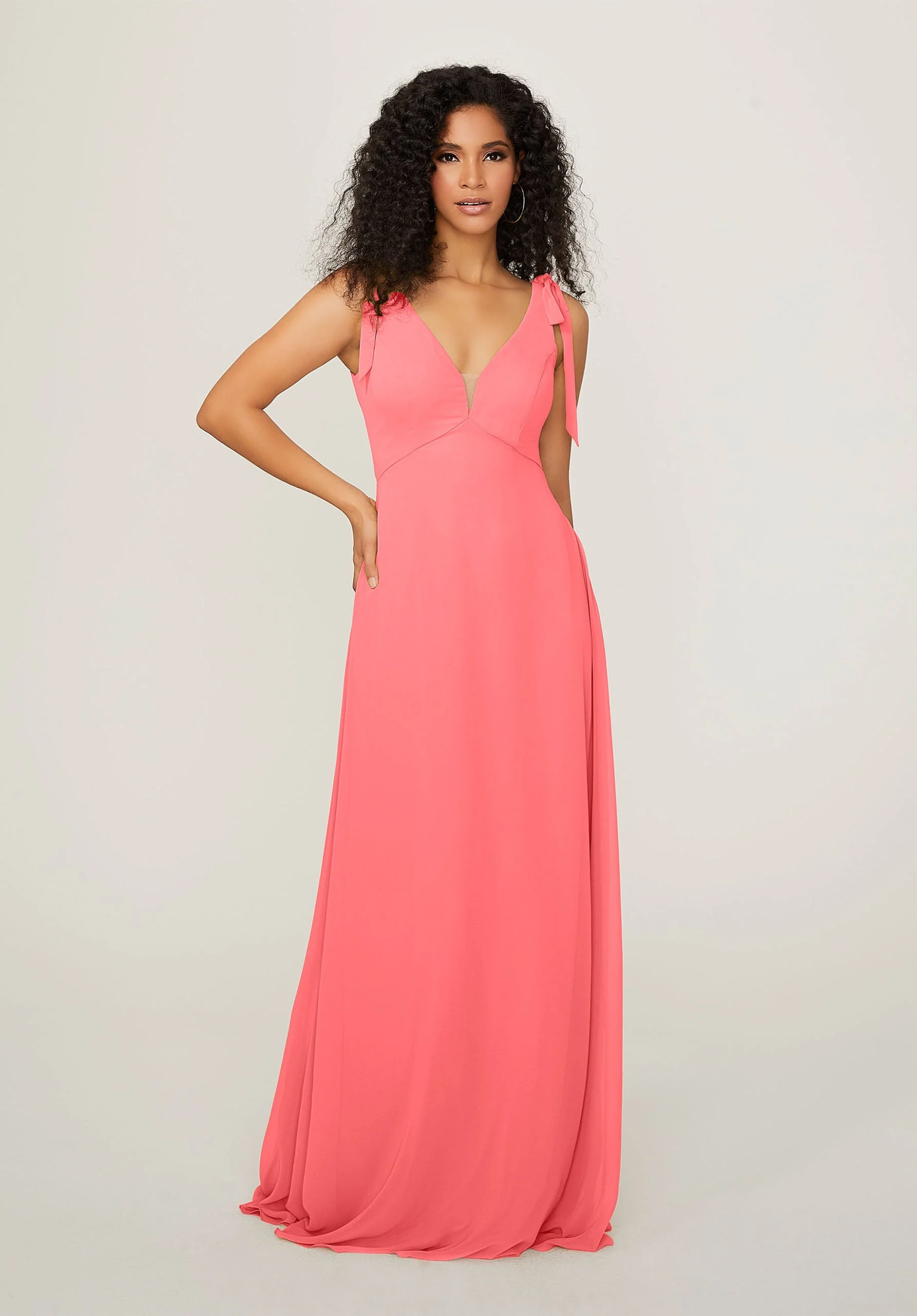 Chiffon Bridesmaid Dress with Tied Straps - Image 52