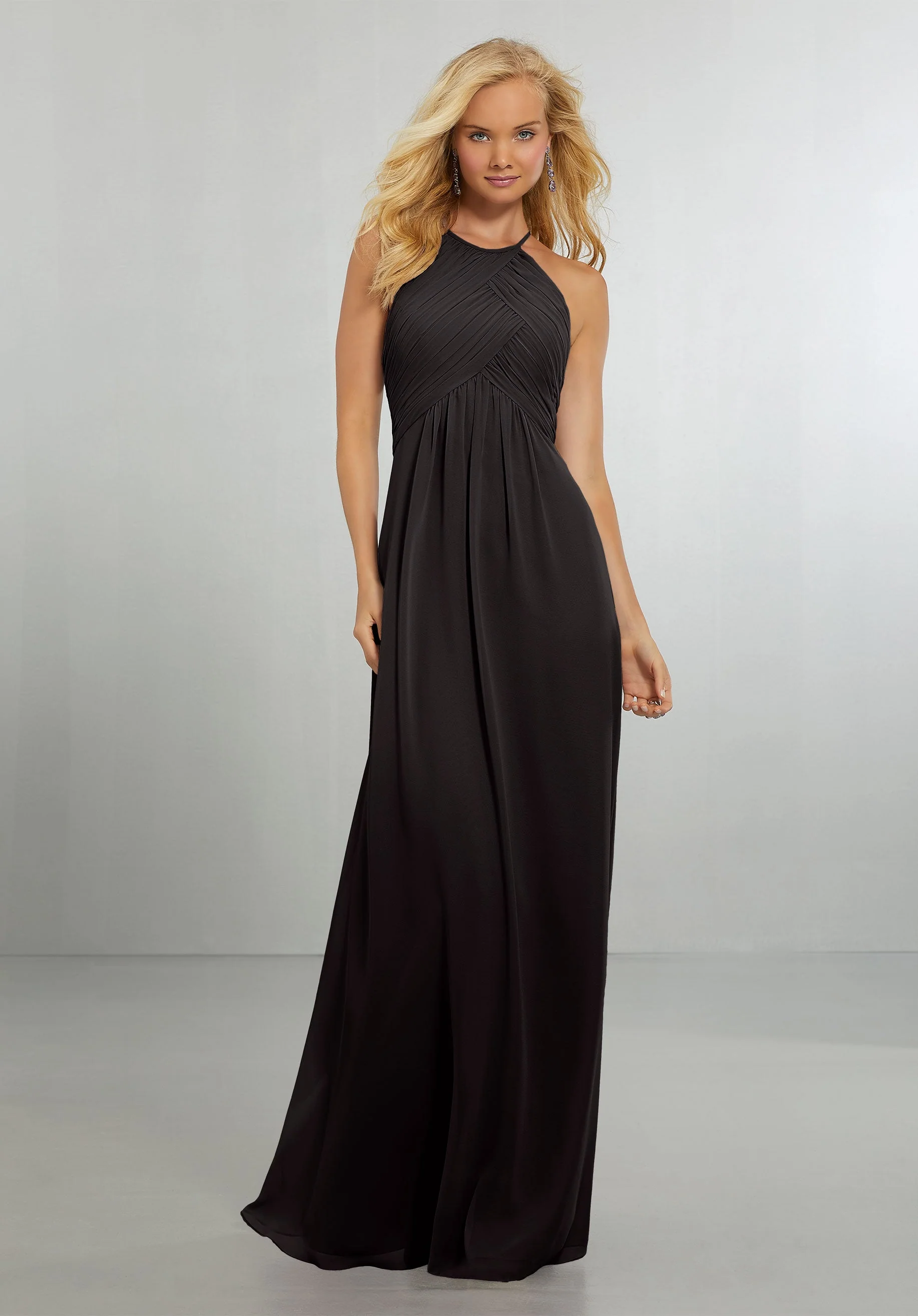 Chiffon Bridesmaids Dress with Draped Bodice and Keyhole Back - Image 12