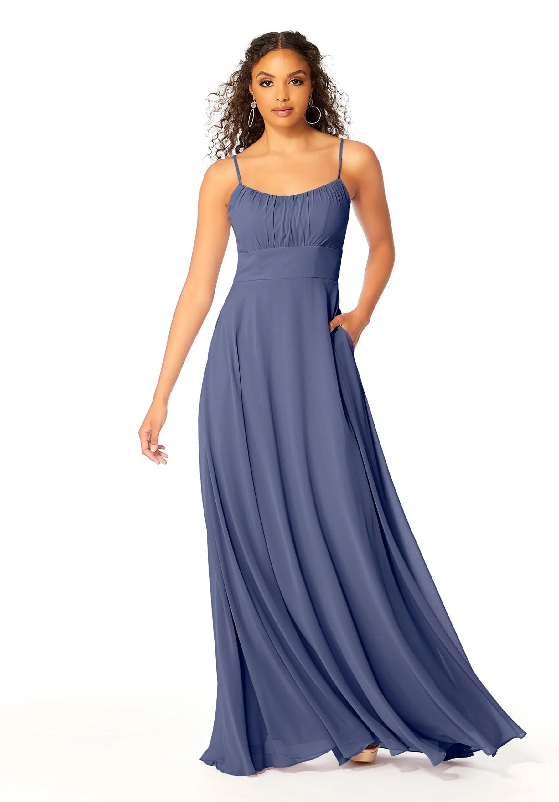 Chiffon Bridesmaids Dress with Ruched Bodice - Image 24