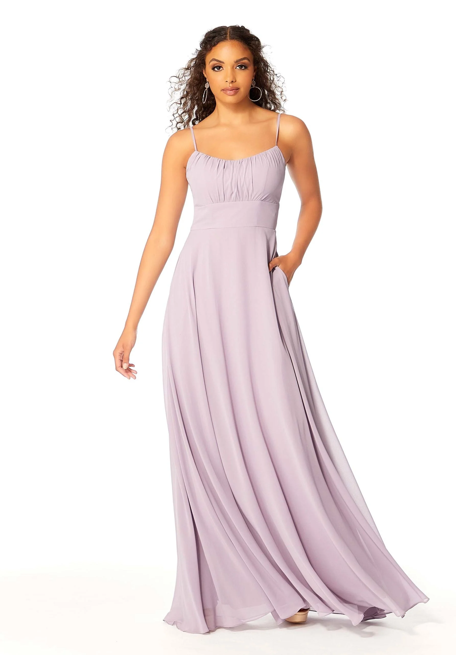 Chiffon Bridesmaids Dress with Ruched Bodice - Image 29