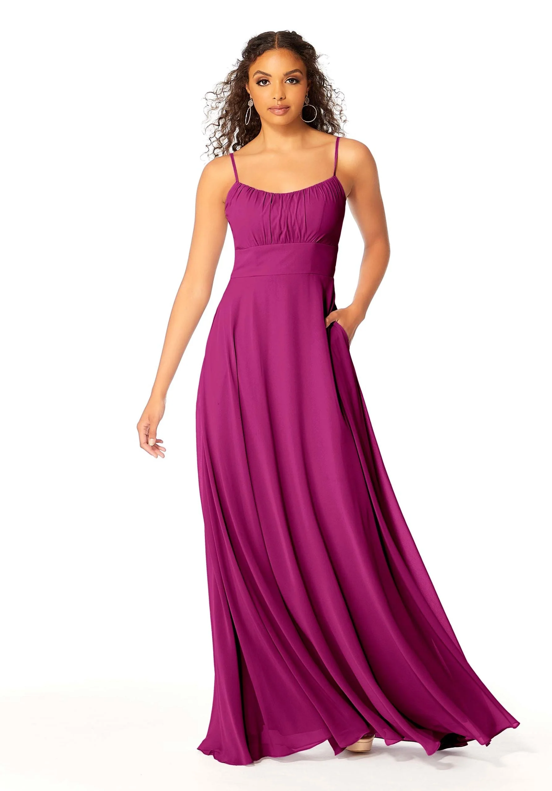 Chiffon Bridesmaids Dress with Ruched Bodice - Image 35