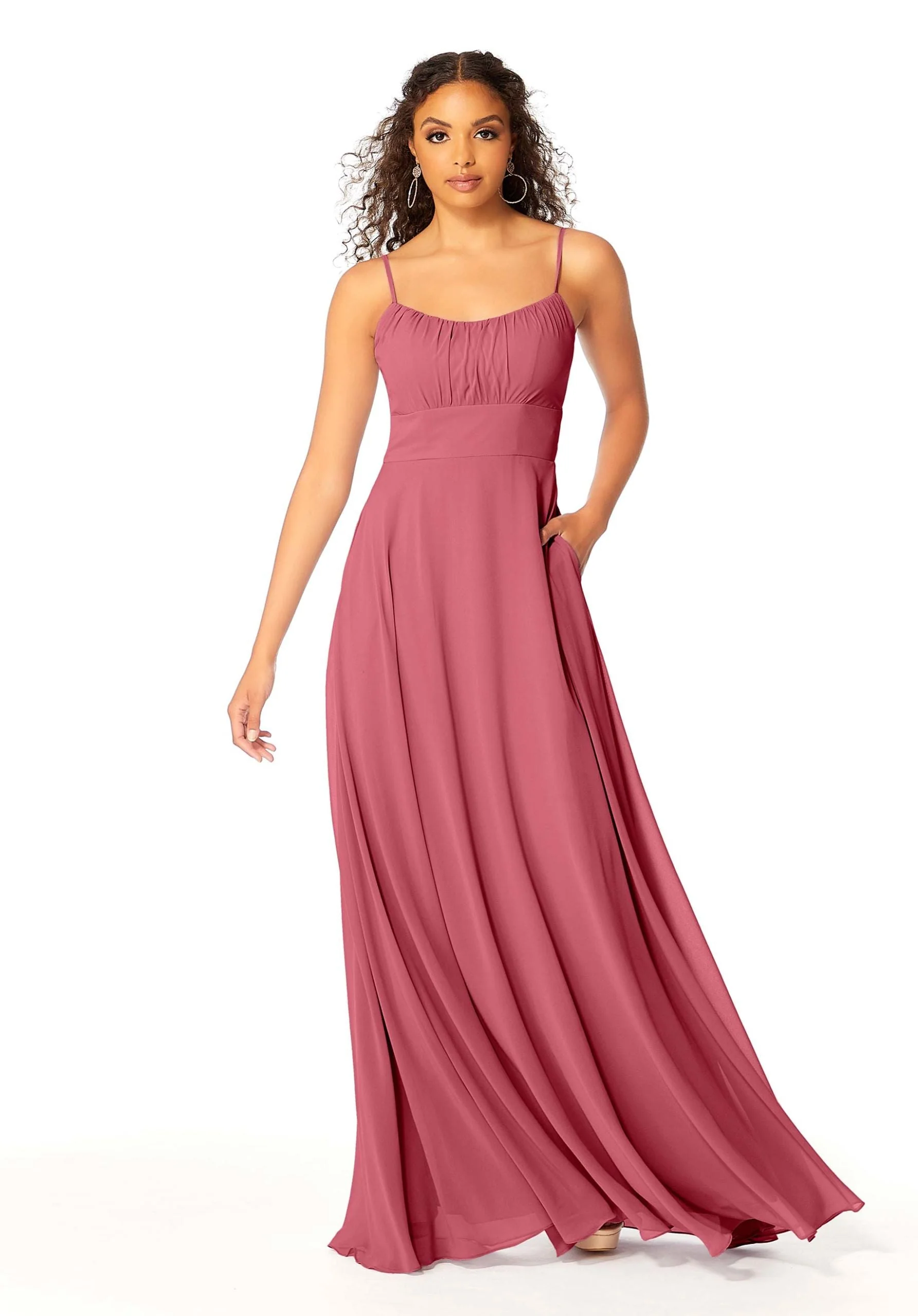 Chiffon Bridesmaids Dress with Ruched Bodice - Image 40