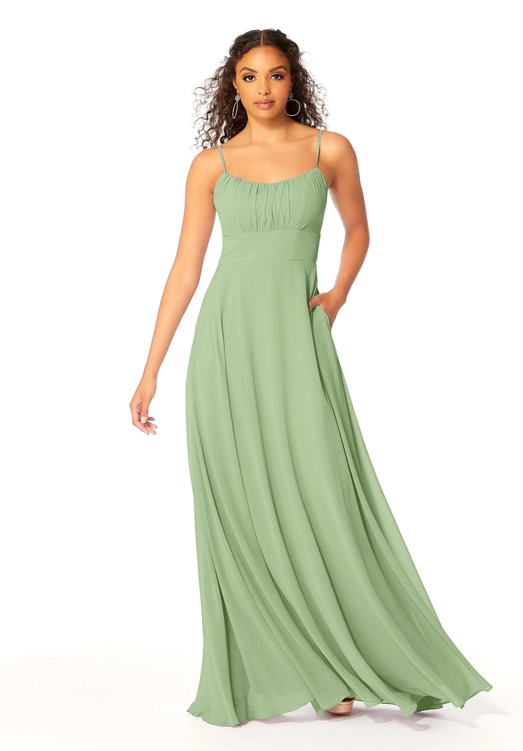 Chiffon Bridesmaids Dress with Ruched Bodice - Image 42