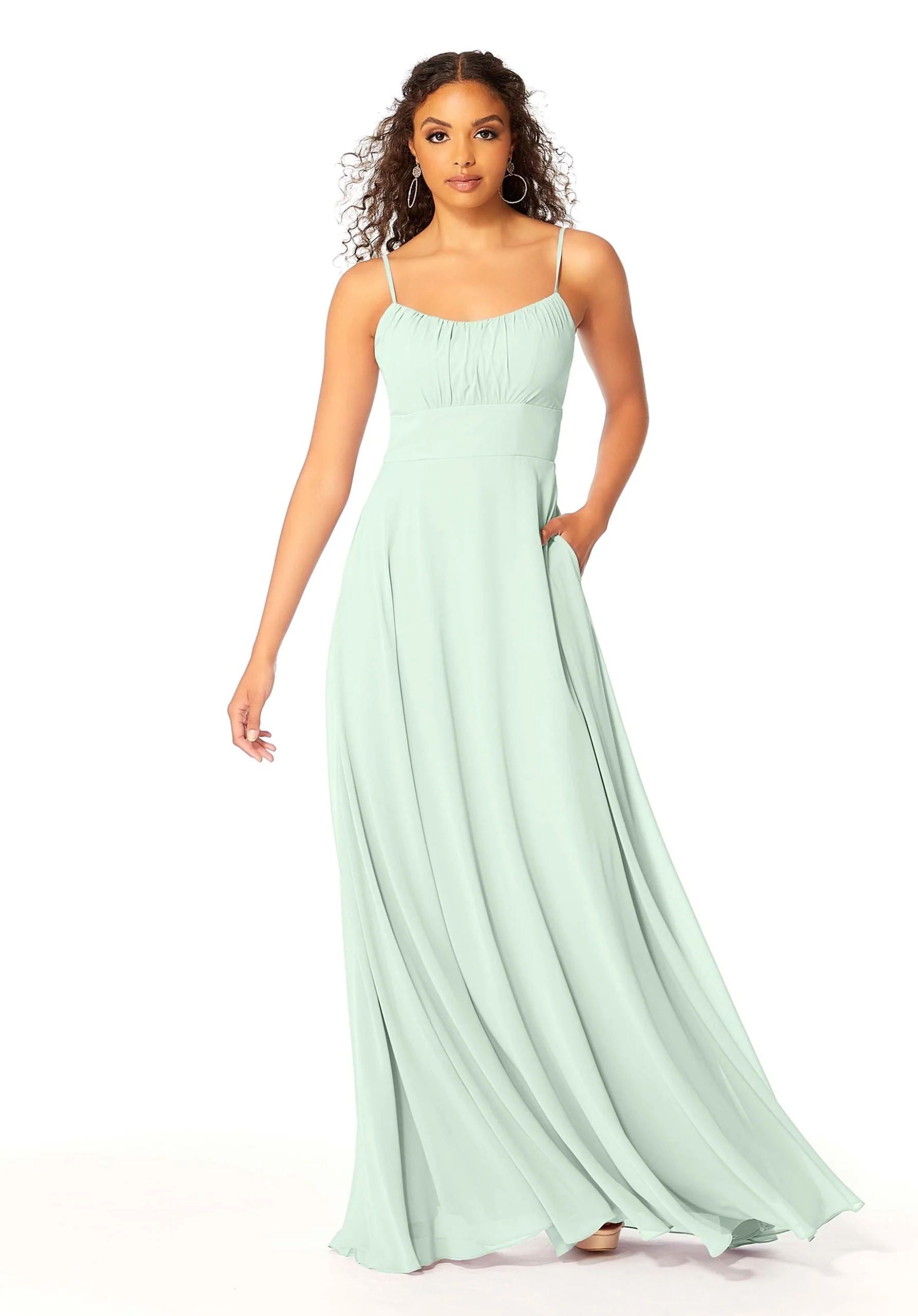 Chiffon Bridesmaids Dress with Ruched Bodice - Image 44