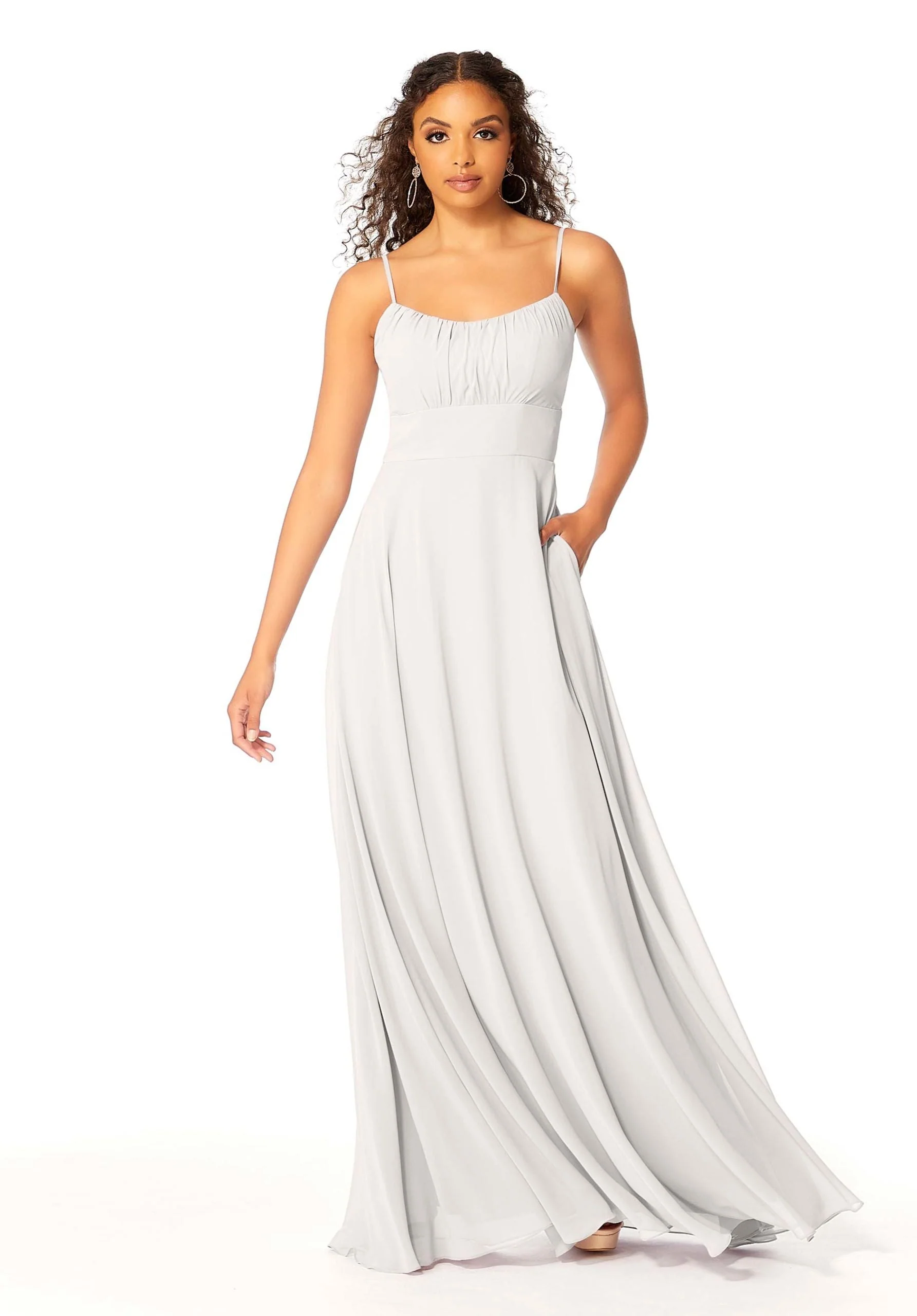Chiffon Bridesmaids Dress with Ruched Bodice - Image 45