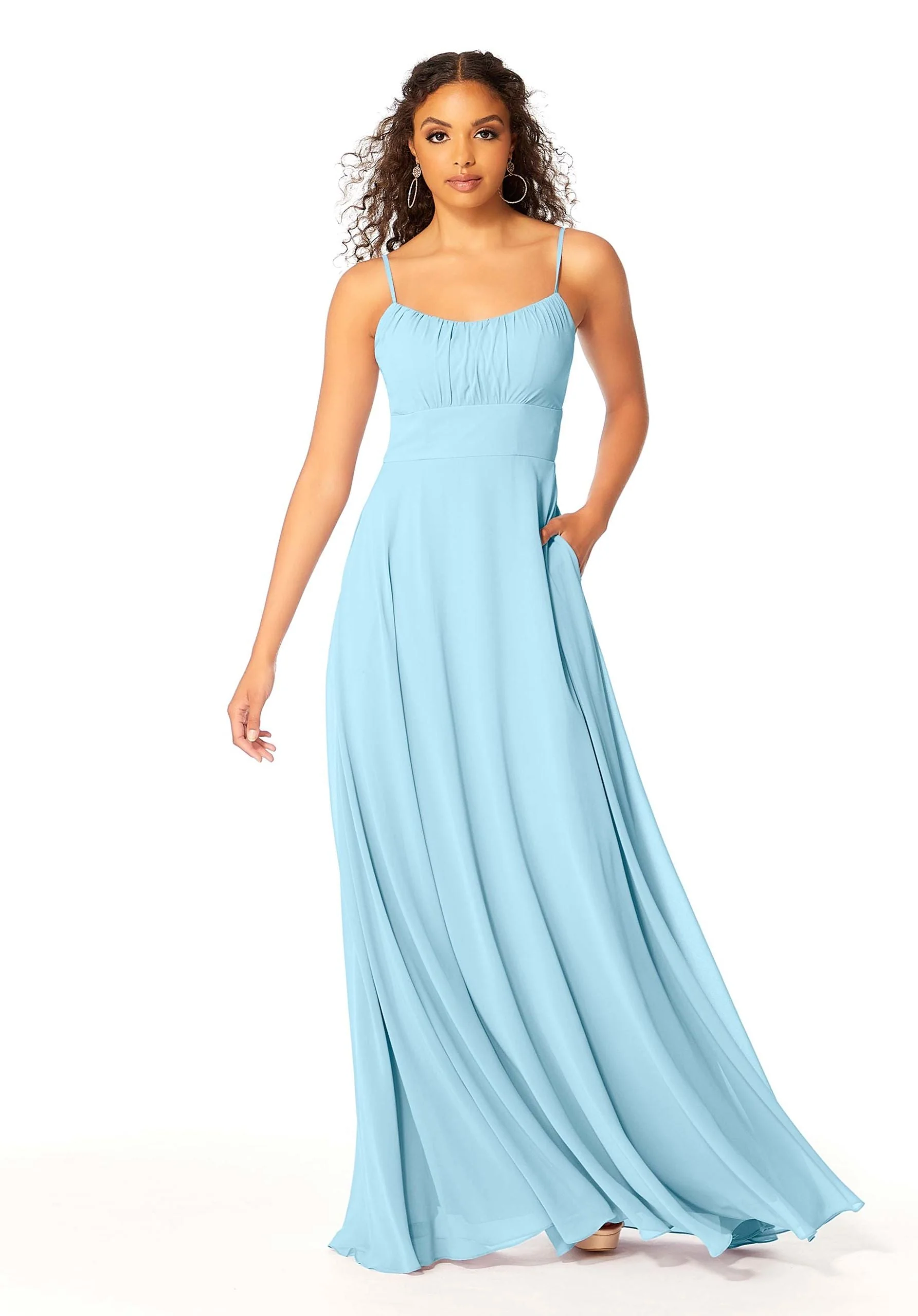 Chiffon Bridesmaids Dress with Ruched Bodice - Image 46