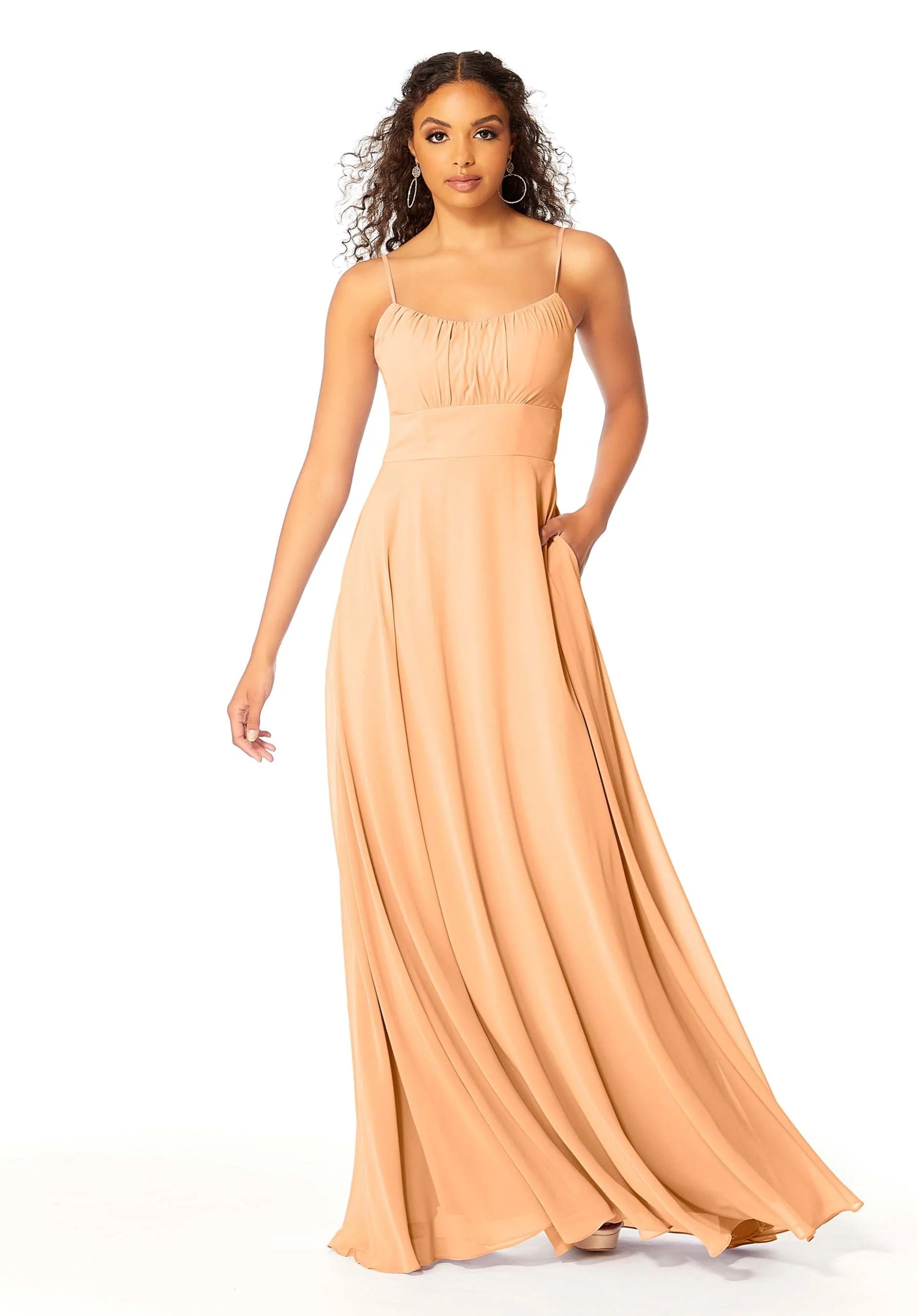 Chiffon Bridesmaids Dress with Ruched Bodice - Image 48