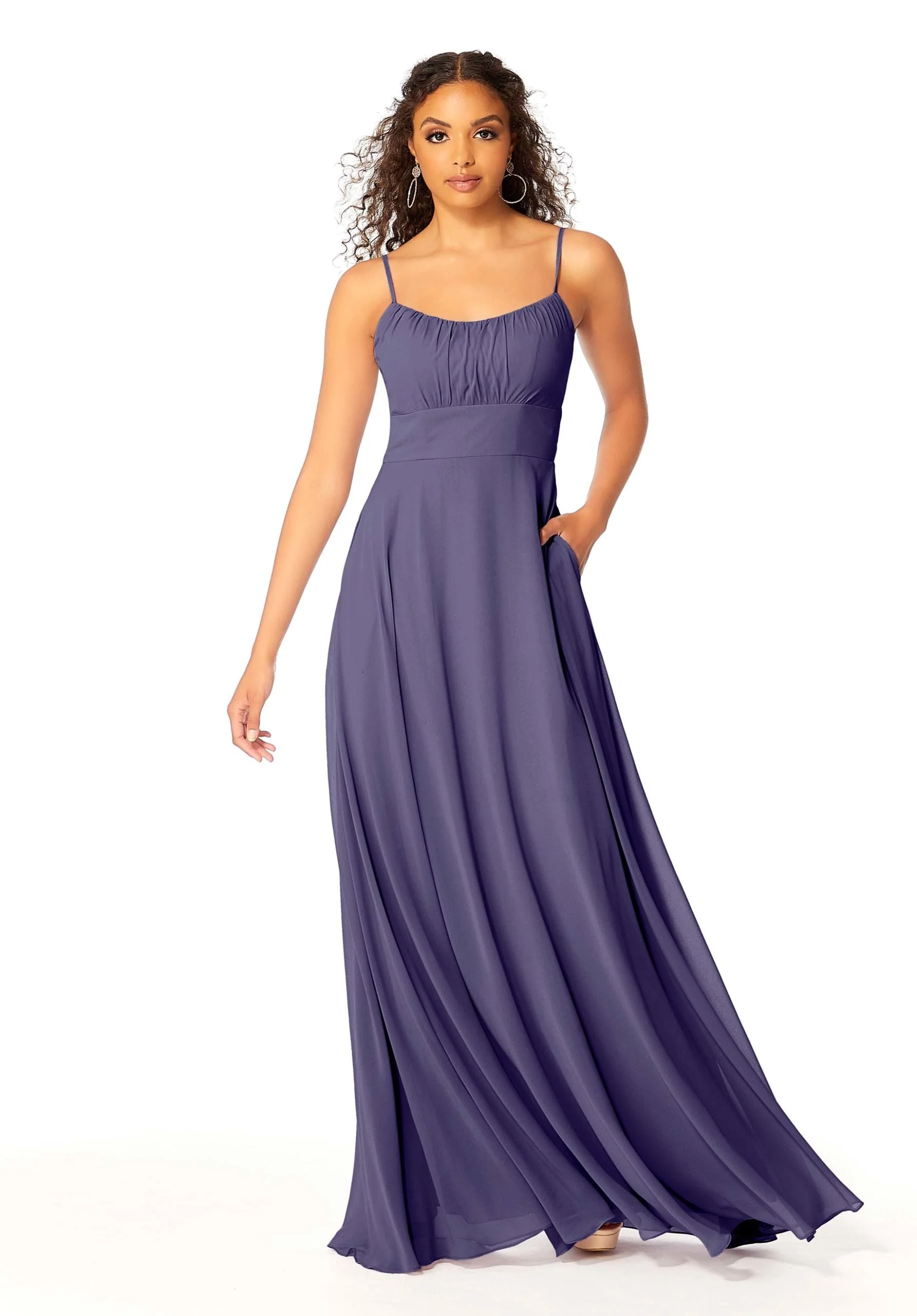 Chiffon Bridesmaids Dress with Ruched Bodice - Image 50