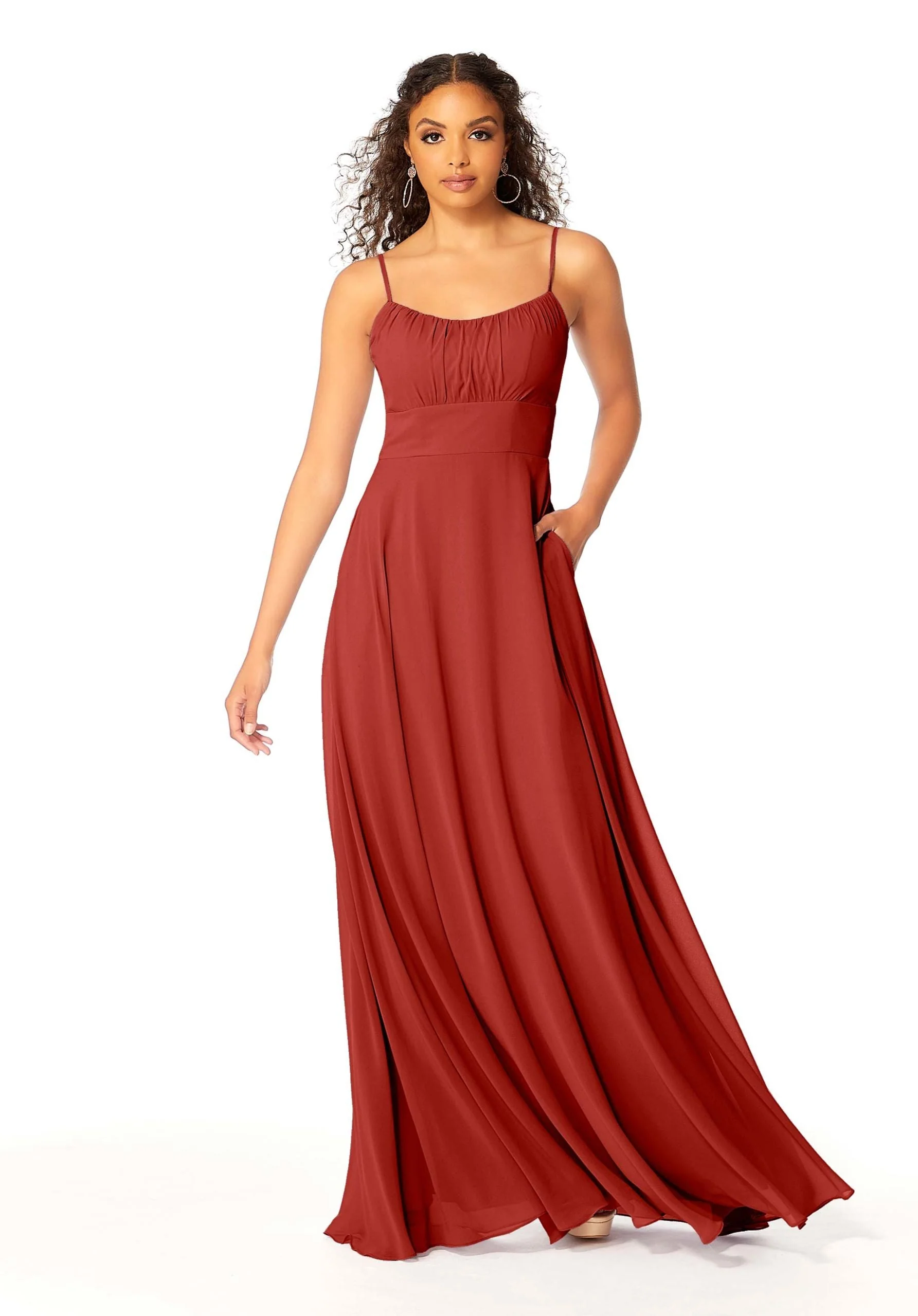 Chiffon Bridesmaids Dress with Ruched Bodice - Image 55