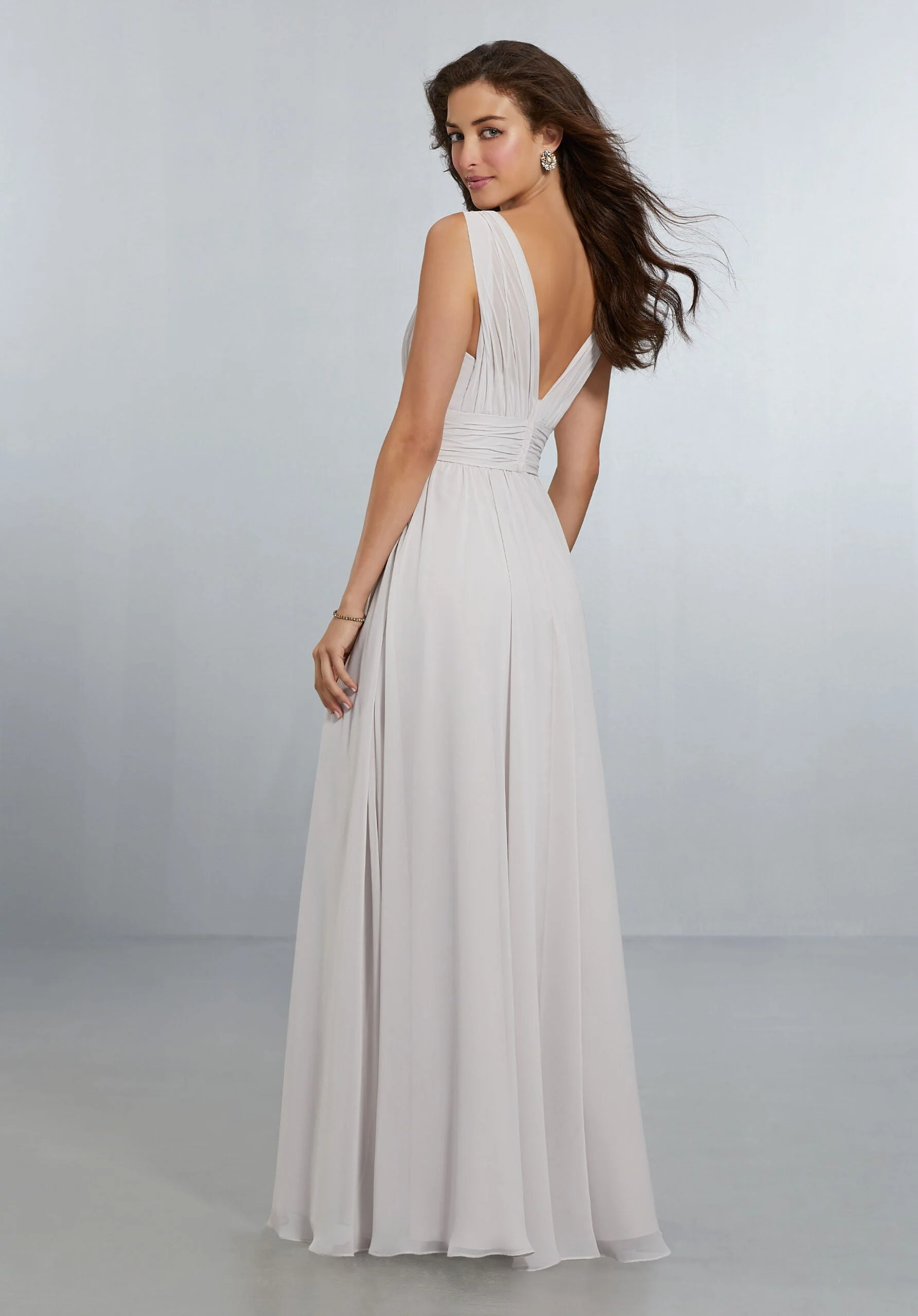 Chiffon Bridesmaids Dress with V-Neckline and V-Back - Image 2