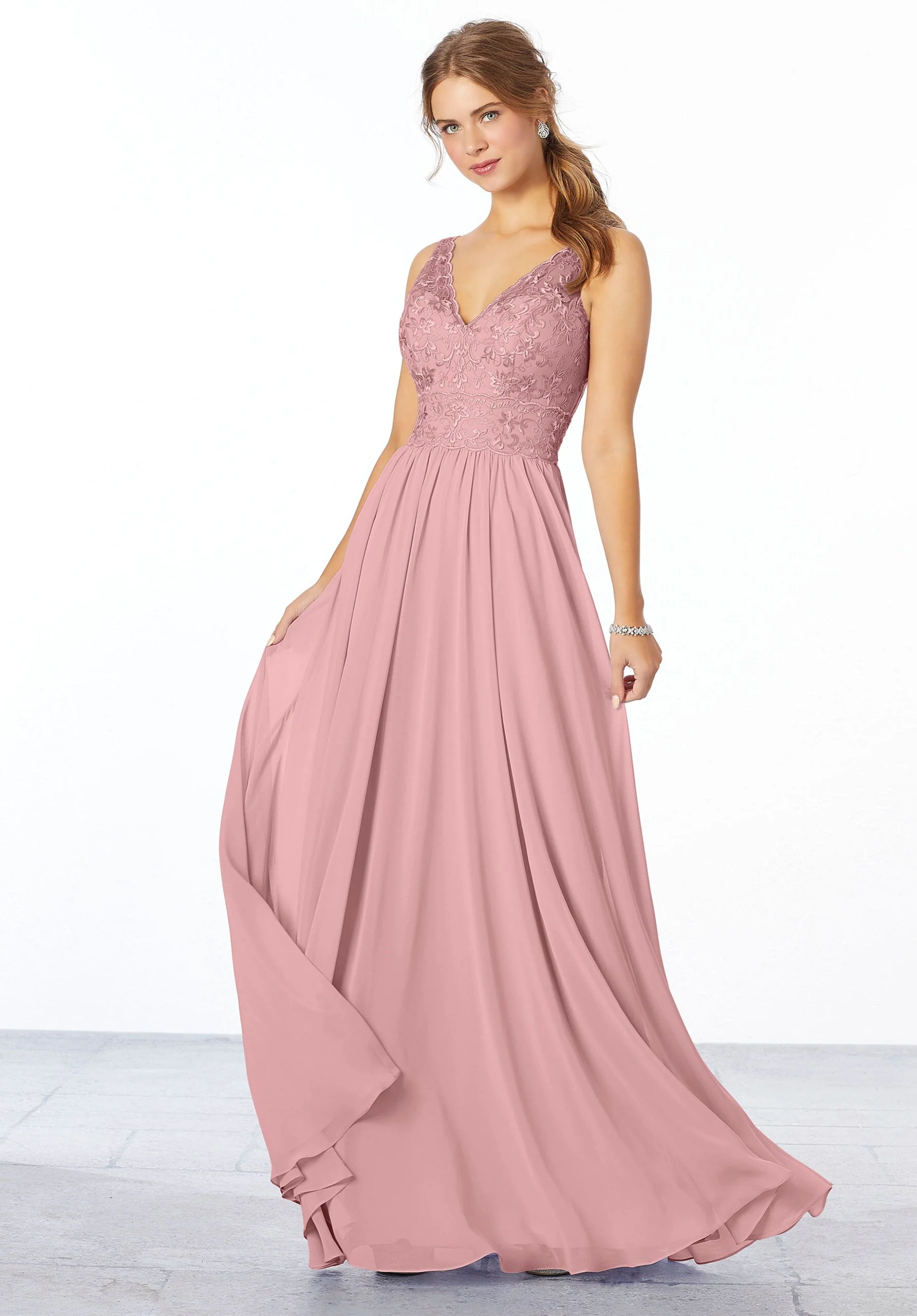 Chiffon Embroidered Bridesmaid Dress - Image 30