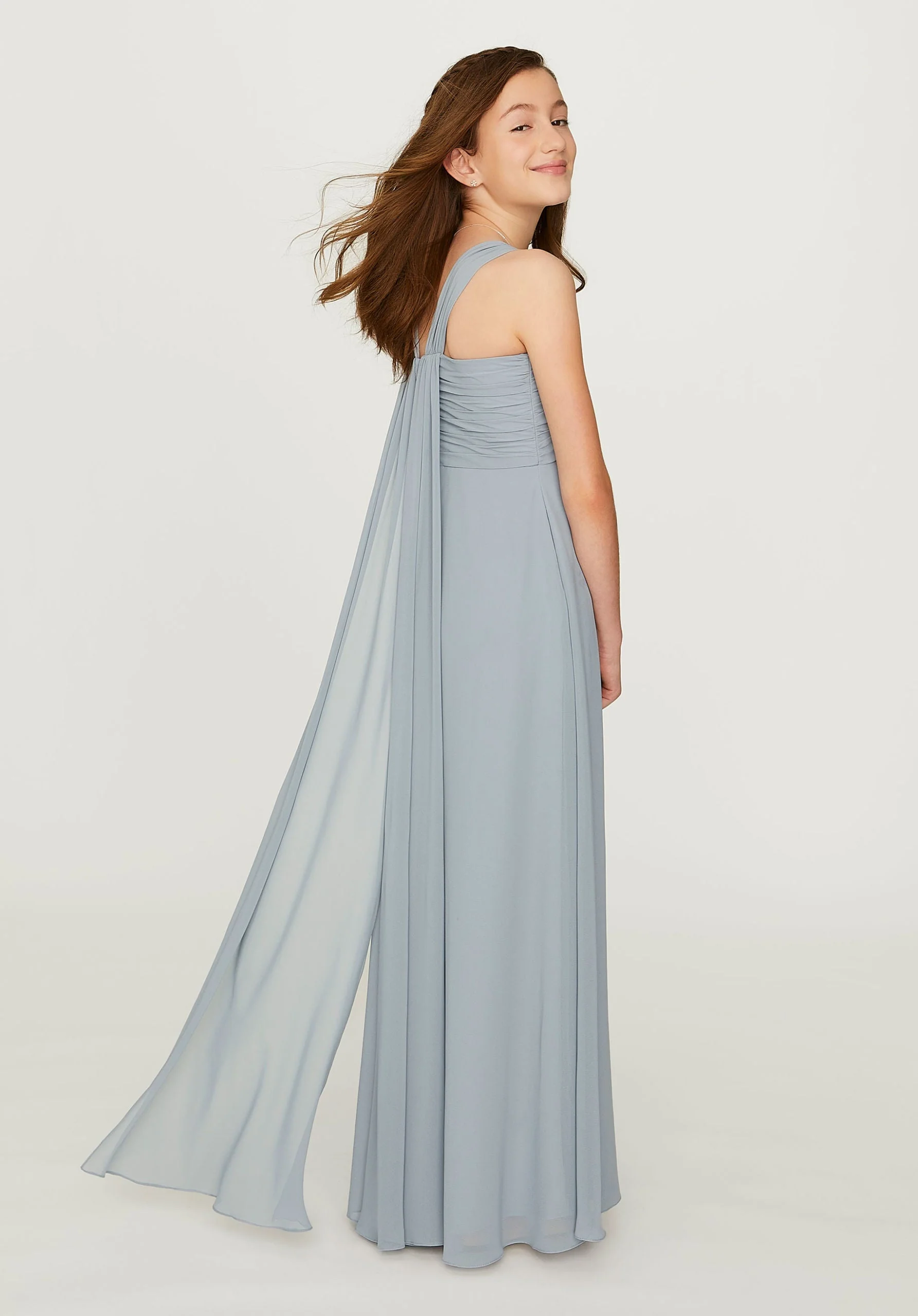 Chiffon Junior Bridesmaid Dress with Ruched Bodice - Image 3