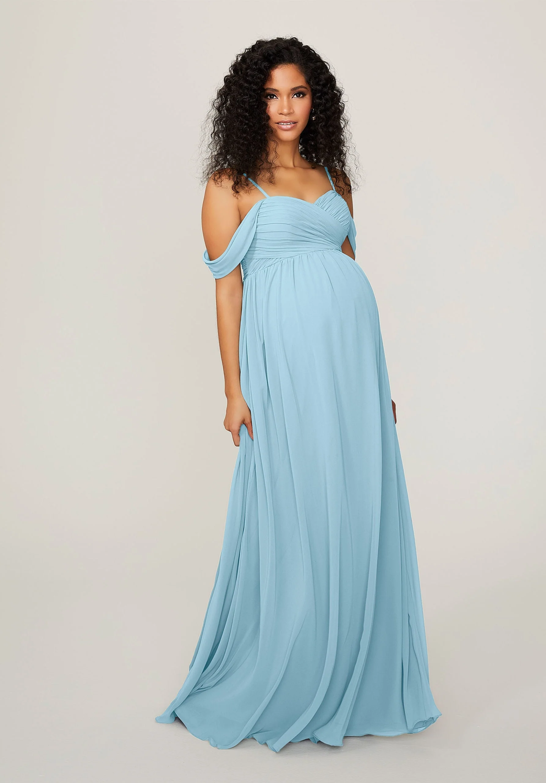 Chiffon Maternity Bridesmaid Dress with Draped Bodice - Image 13