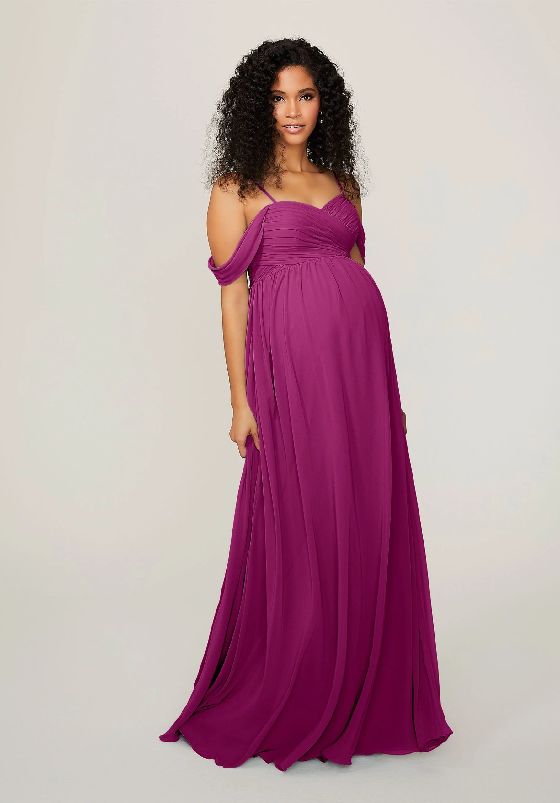 Chiffon Maternity Bridesmaid Dress with Draped Bodice - Image 32
