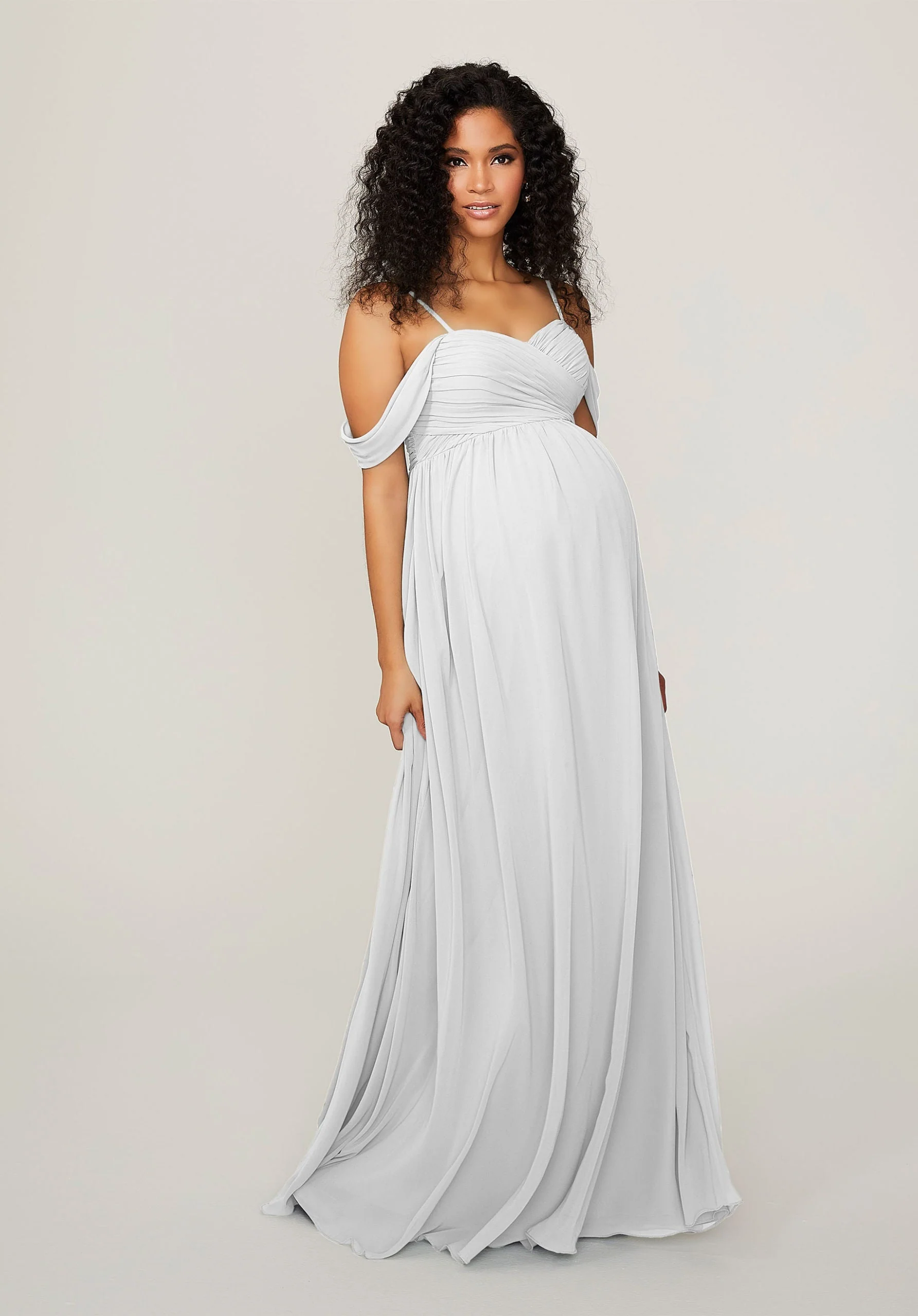 Chiffon Maternity Bridesmaid Dress with Draped Bodice - Image 4