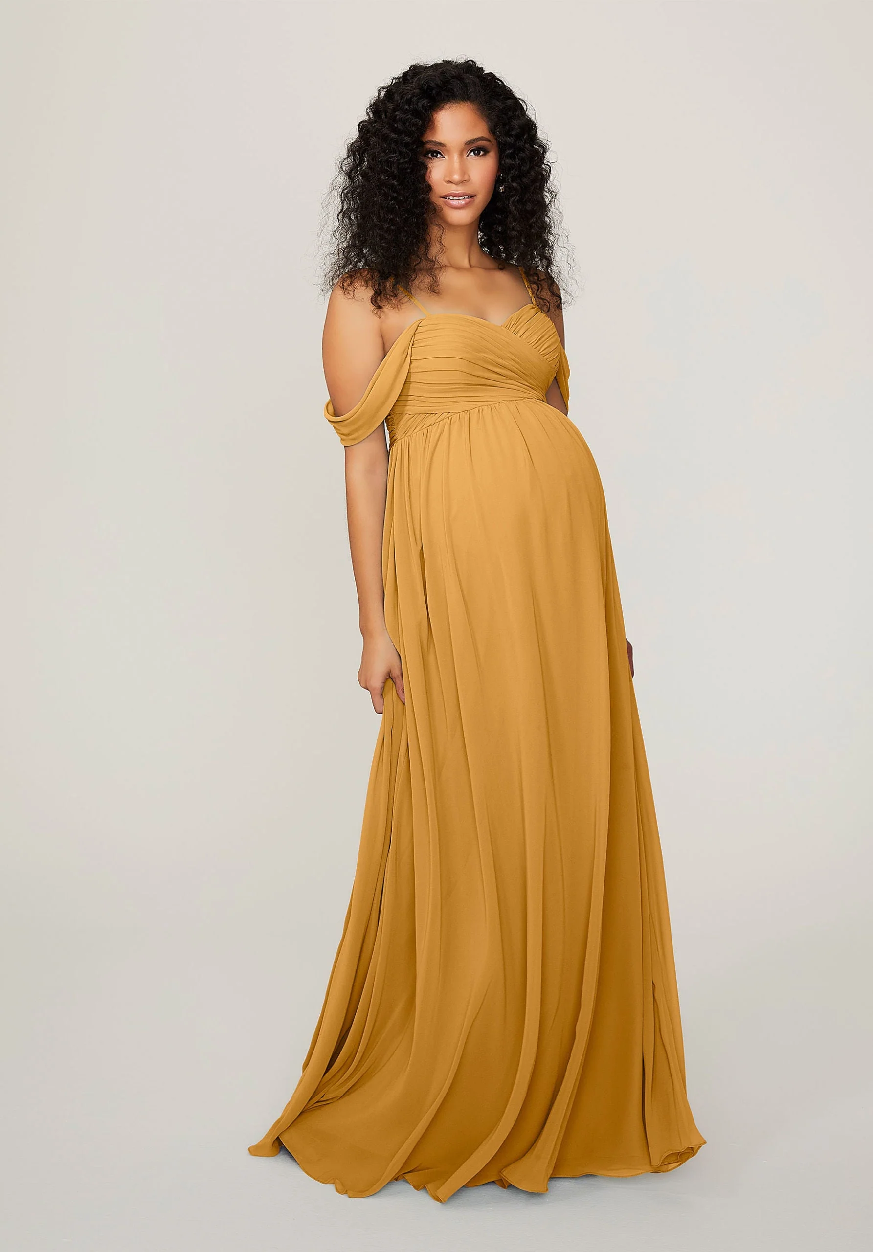 Chiffon Maternity Bridesmaid Dress with Draped Bodice - Image 48