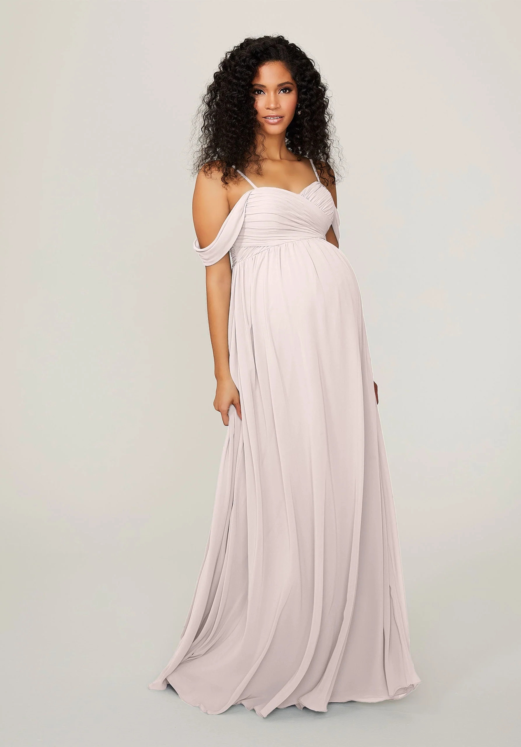 Chiffon Maternity Bridesmaid Dress with Draped Bodice - Image 6