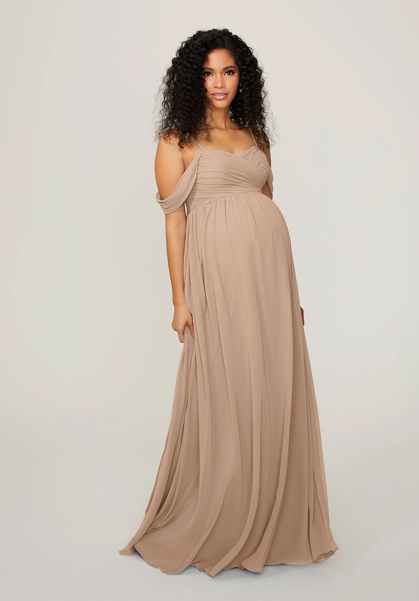 Chiffon Maternity Bridesmaid Dress with Draped Bodice - Image 7