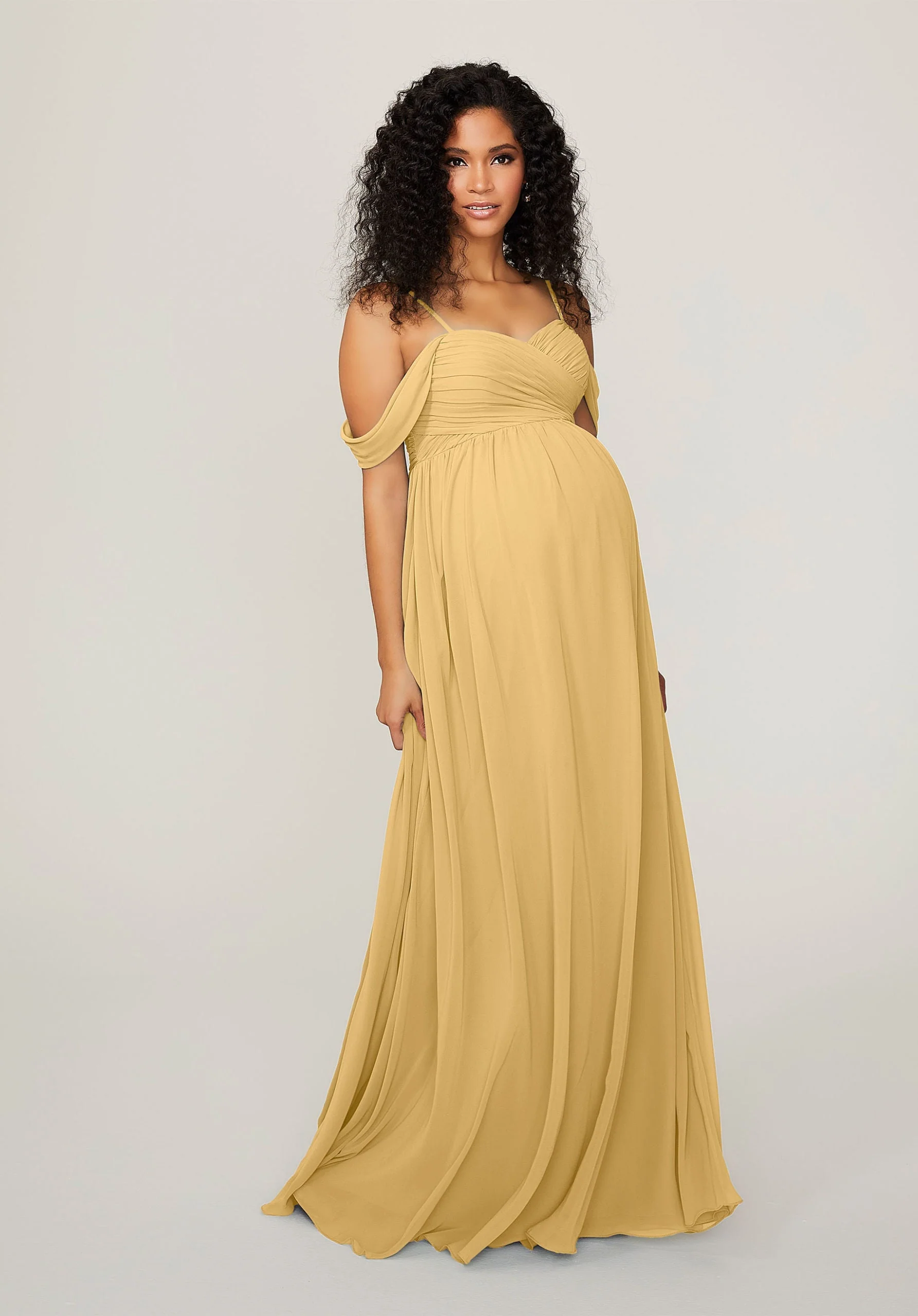 Chiffon Maternity Bridesmaid Dress with Draped Bodice - Image 9