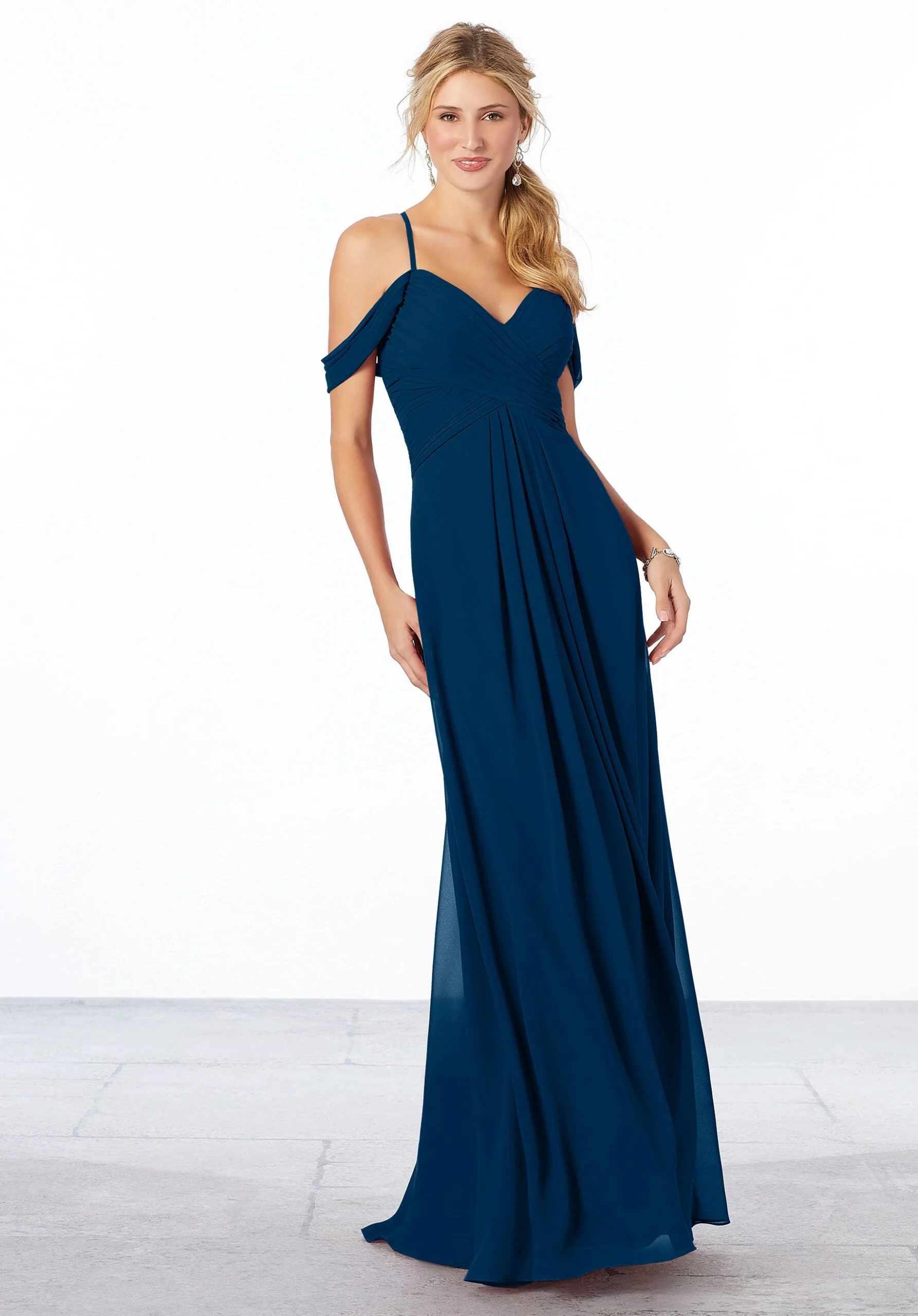 Cold-Shoulder Chiffon Bridesmaid Dress - Image 11