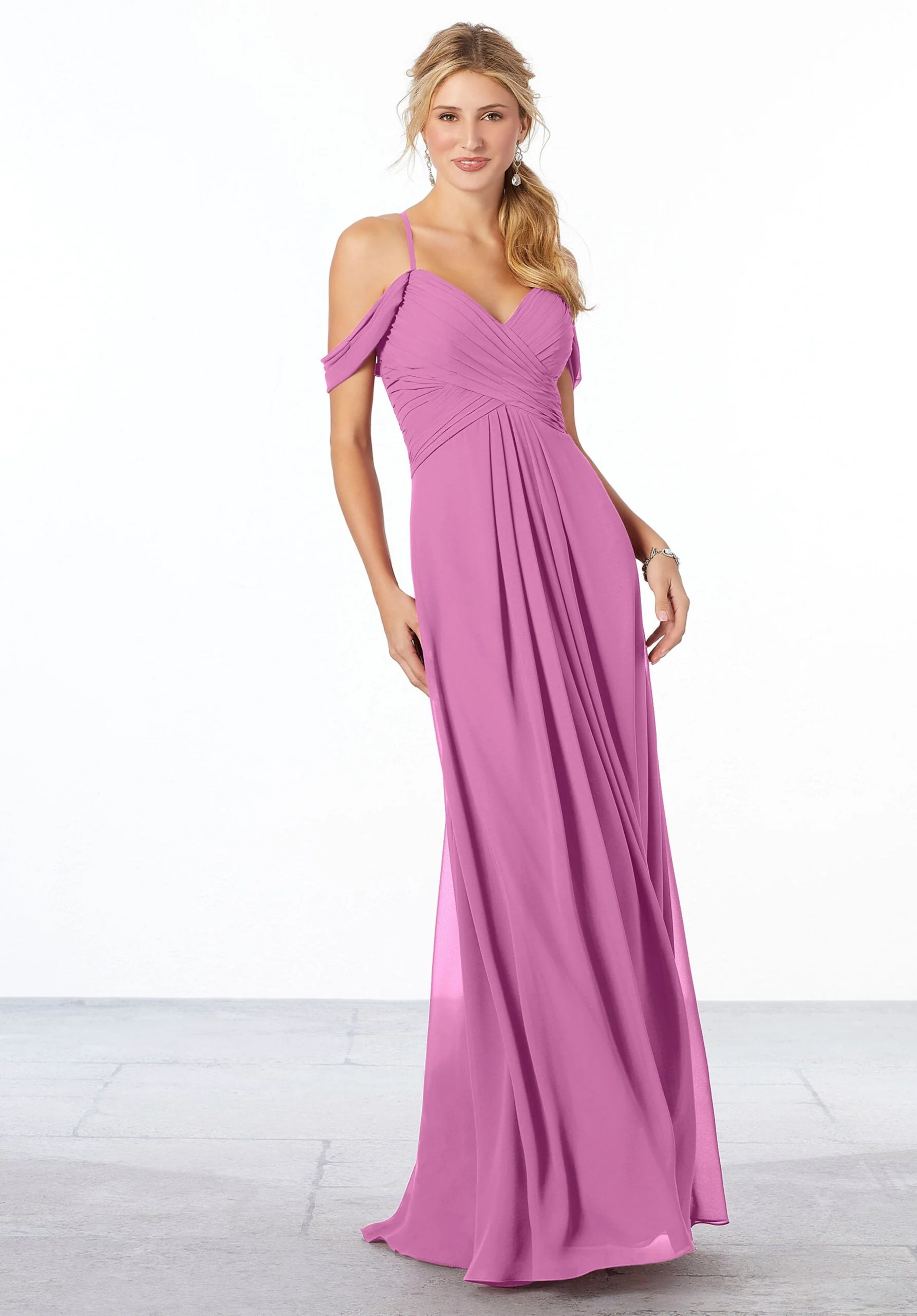 Cold-Shoulder Chiffon Bridesmaid Dress - Image 14
