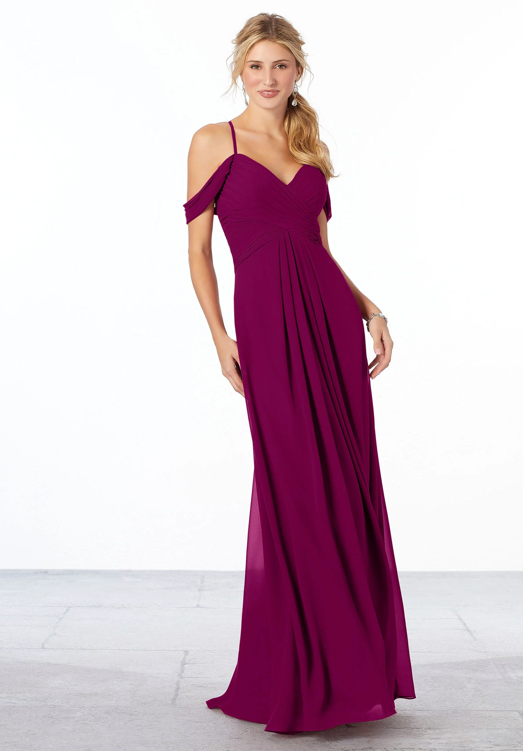 Cold-Shoulder Chiffon Bridesmaid Dress - Image 18