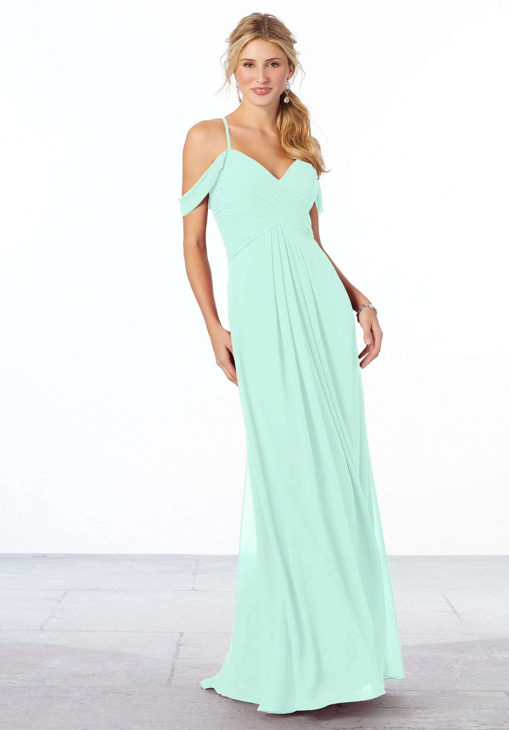 Cold-Shoulder Chiffon Bridesmaid Dress - Image 20