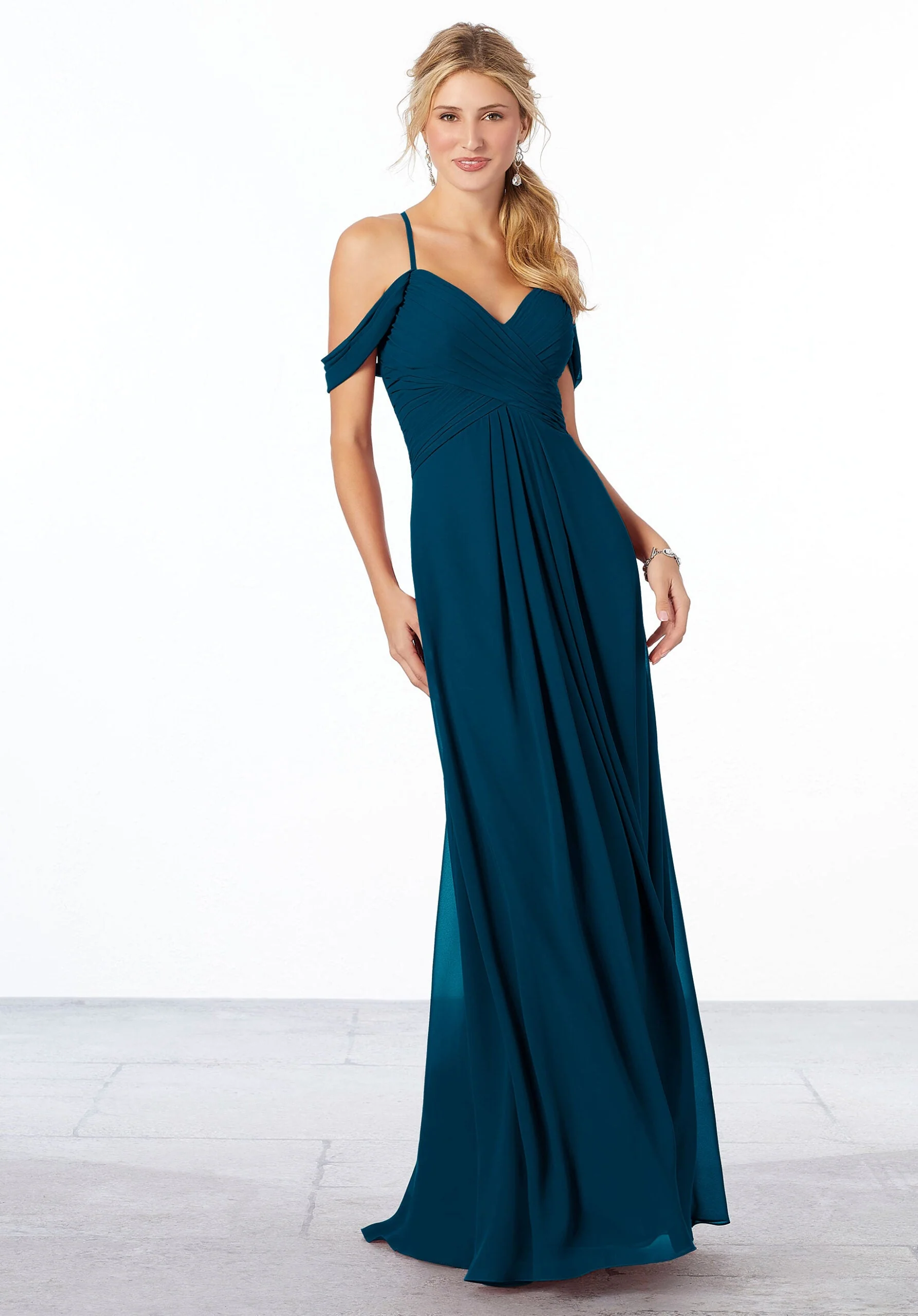 Cold-Shoulder Chiffon Bridesmaid Dress - Image 21