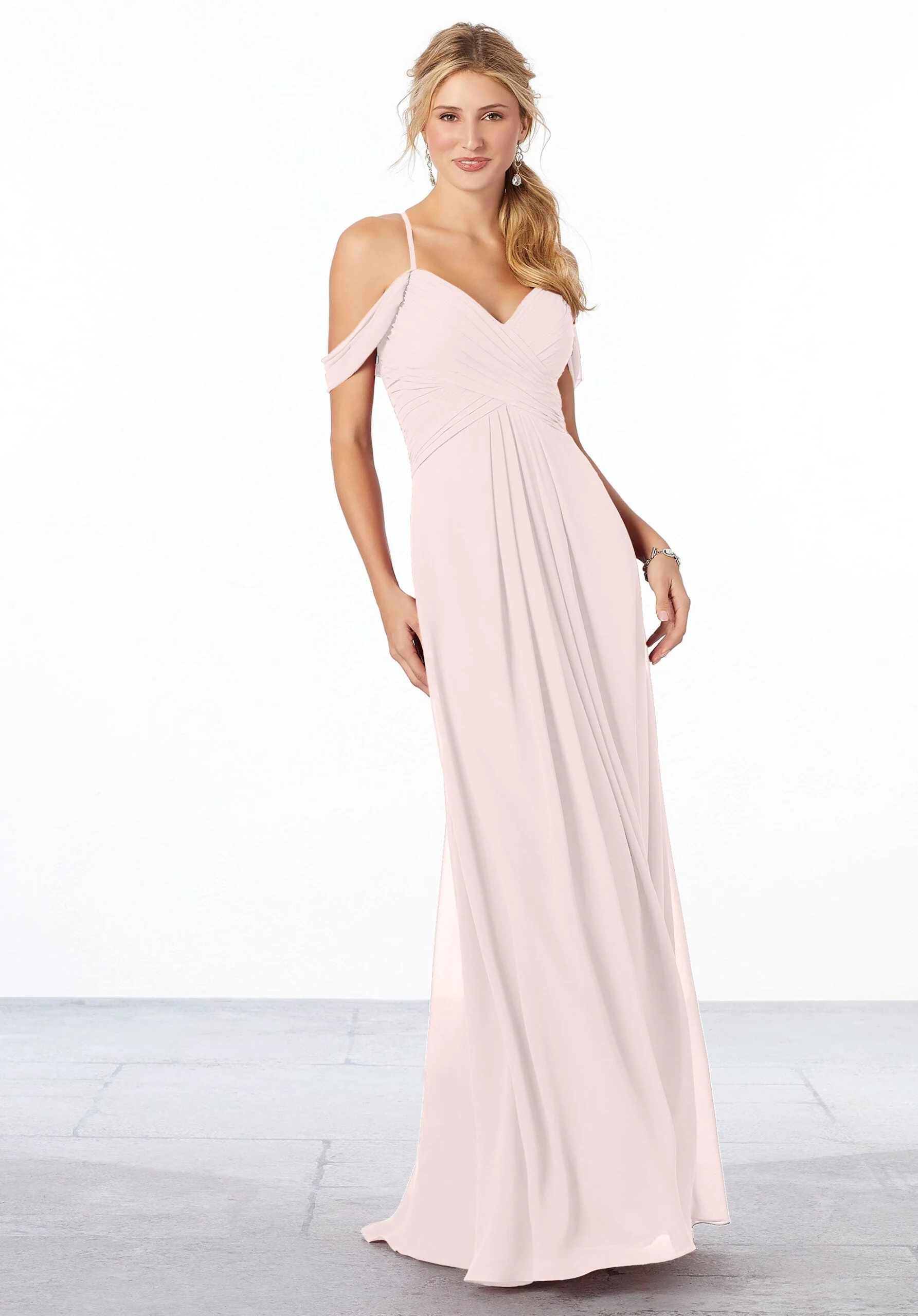 Cold-Shoulder Chiffon Bridesmaid Dress - Image 29