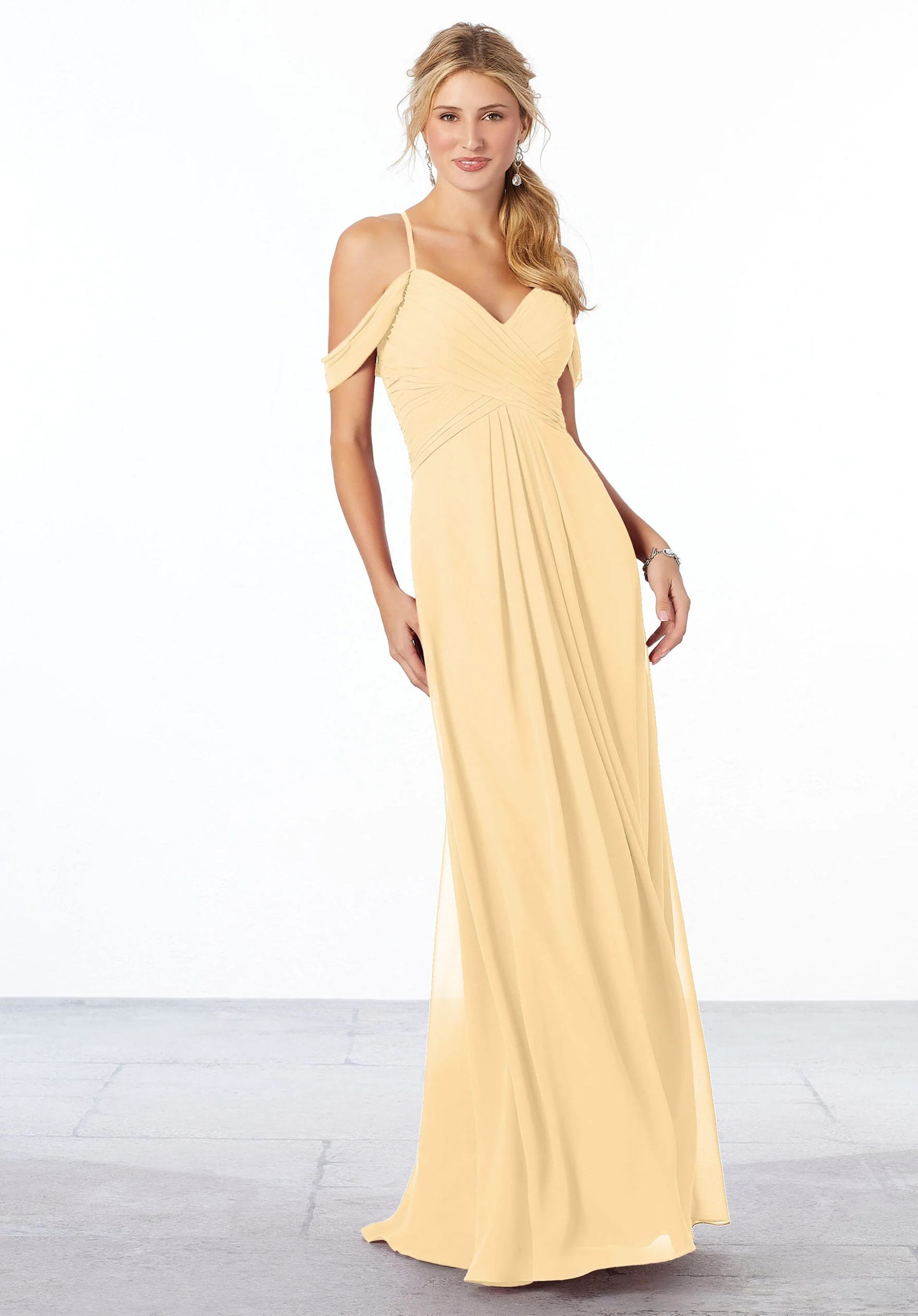 Cold-Shoulder Chiffon Bridesmaid Dress - Image 37