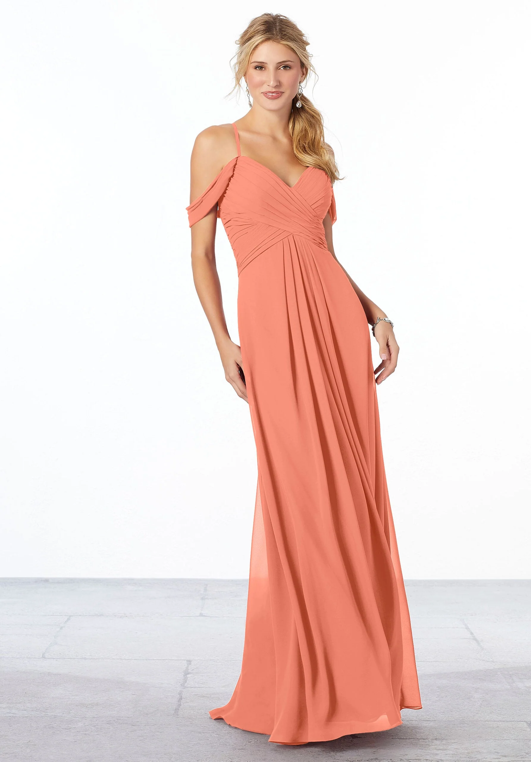 Cold-Shoulder Chiffon Bridesmaid Dress - Image 8