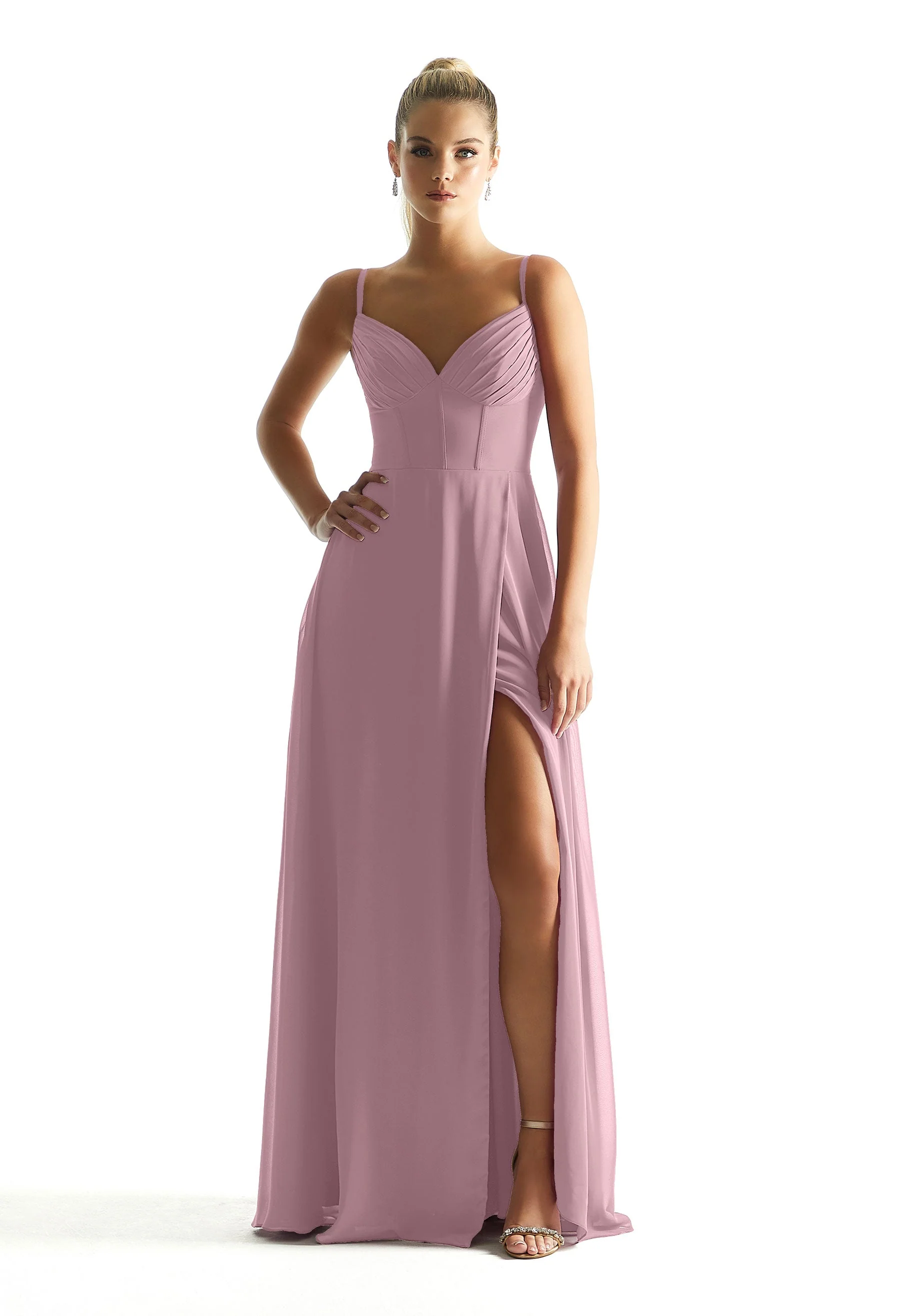 Corset Boned Chiffon Bridesmaid Dress - Image 36