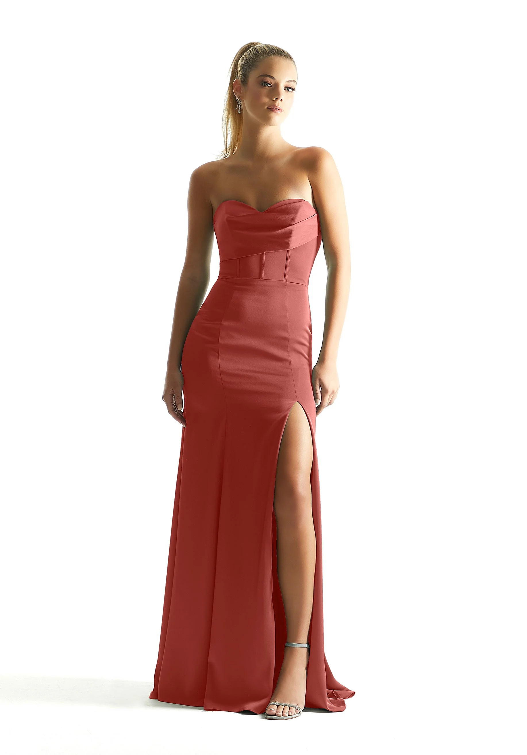 Corset Fit and Flare Luxe Satin Bridesmaid Dress - Image 8