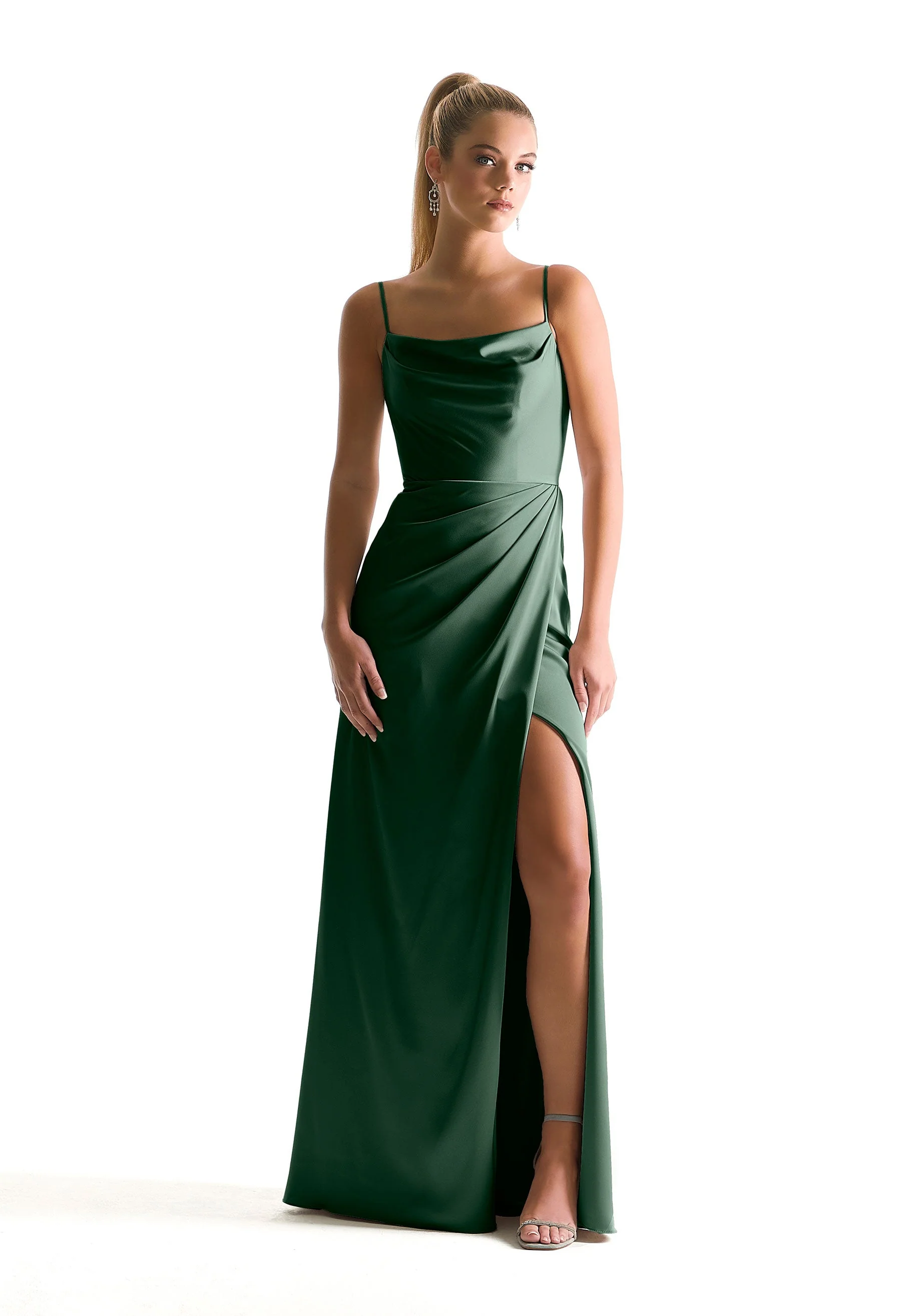 Cowl Neck Luxe Satin Bridesmaid Dress - Image 13