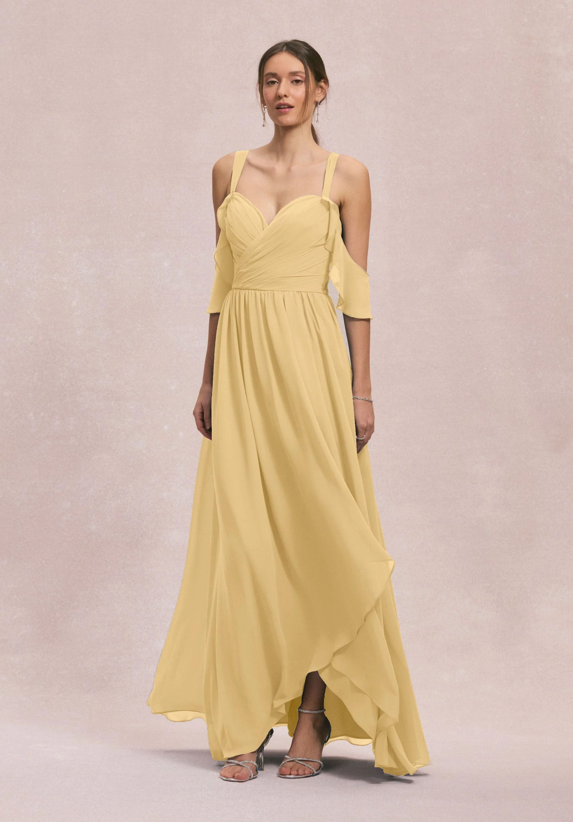Criss Cross Draped Sweetheart Chiffon Bridesmaid Dress - Image 14