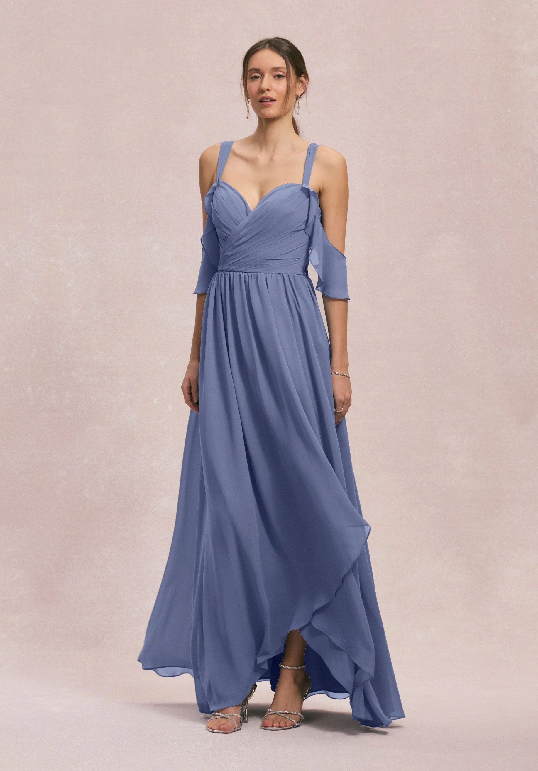 Criss Cross Draped Sweetheart Chiffon Bridesmaid Dress - Image 25
