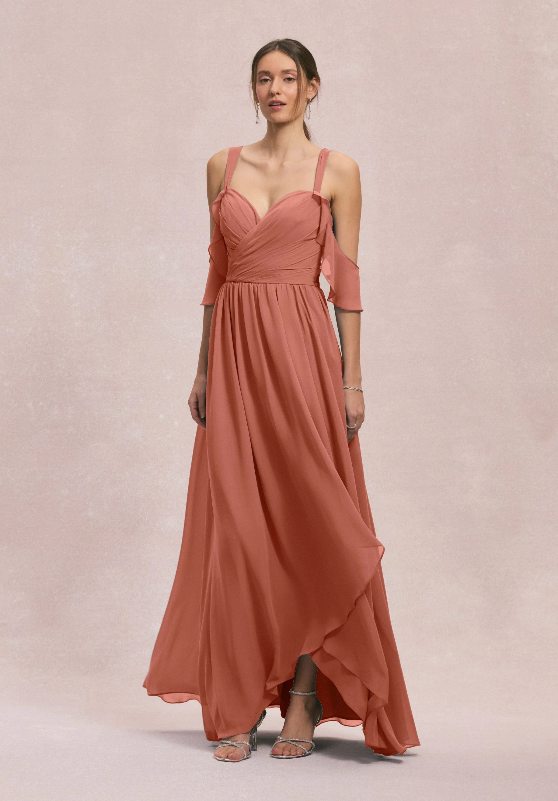 Criss Cross Draped Sweetheart Chiffon Bridesmaid Dress - Image 50