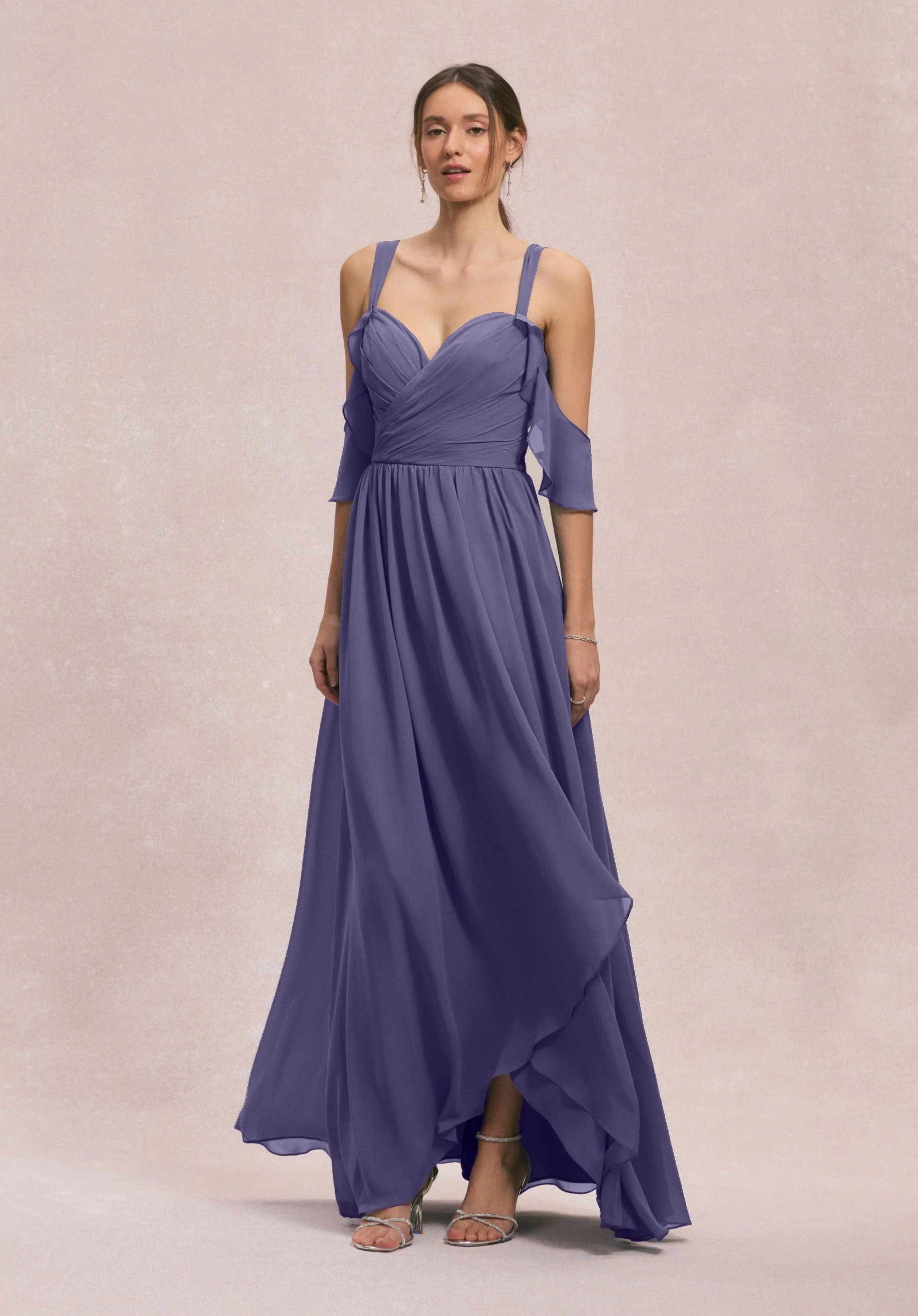Criss Cross Draped Sweetheart Chiffon Bridesmaid Dress - Image 51