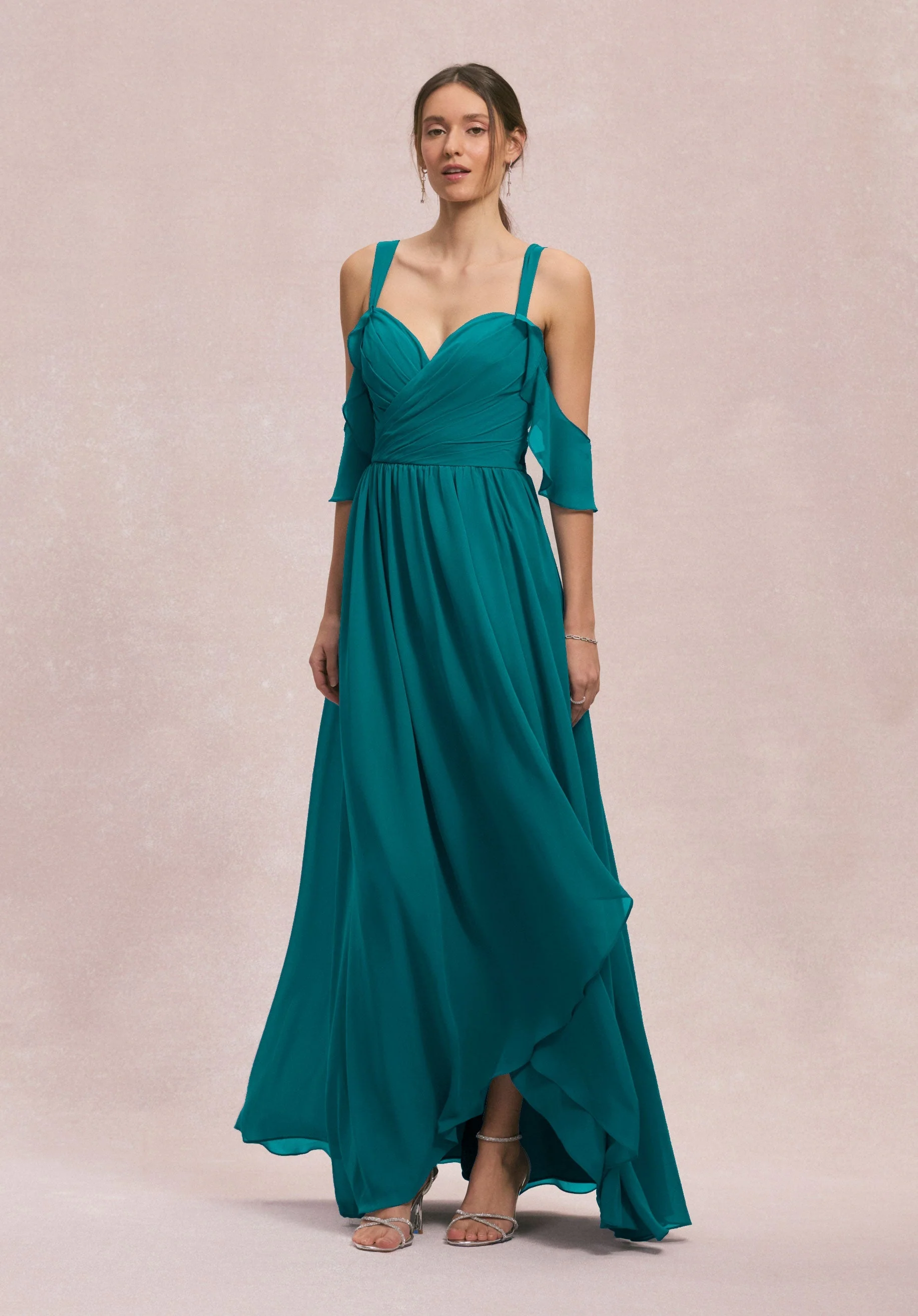 Criss Cross Draped Sweetheart Chiffon Bridesmaid Dress - Image 52