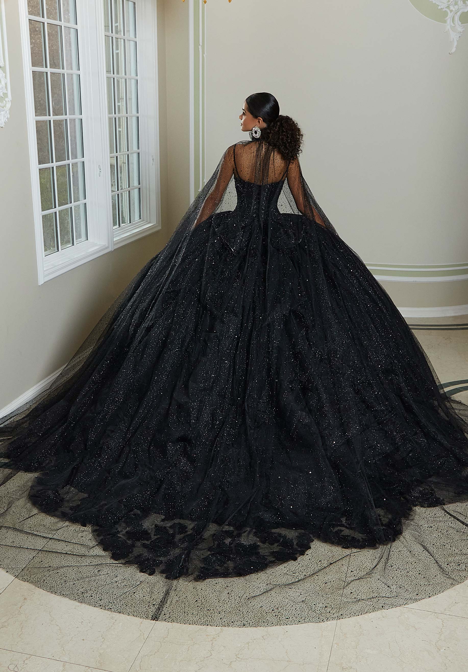 Crystal and Diamanté Beaded Quinceañera Dress with Alençon Lace Appliqués - Image 6