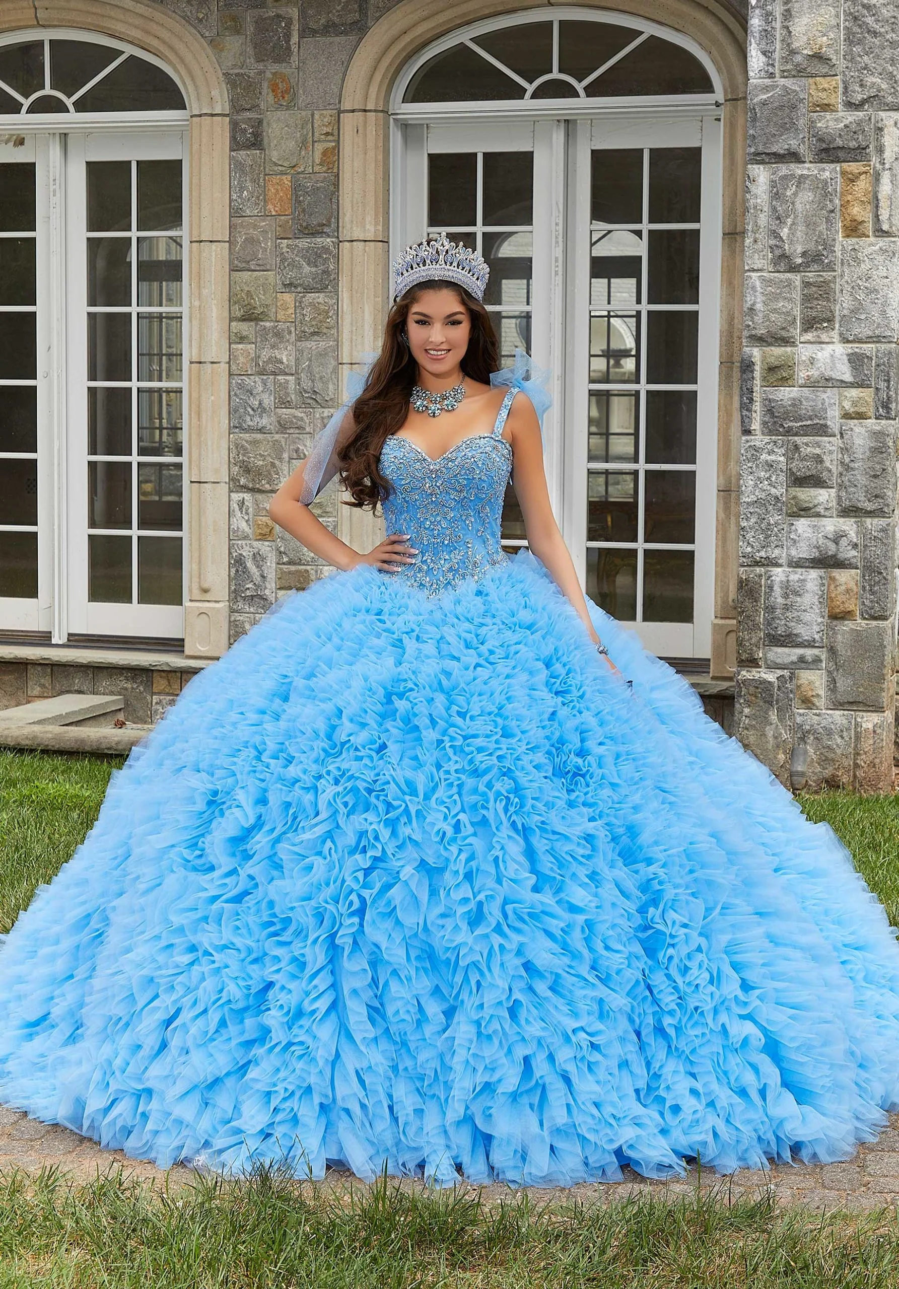 Crystal Beaded Ruffled Quinceañera Dress - Image 3