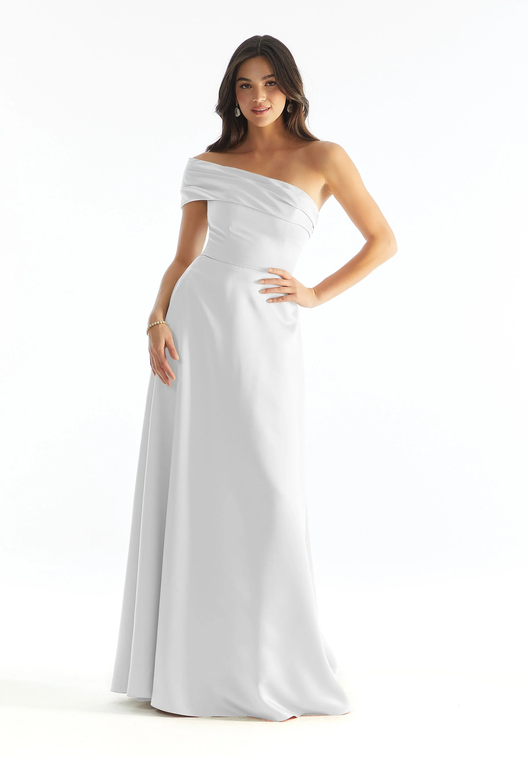 Cuffed One Shoulder Satin Bridesmaid Dress - Image 13
