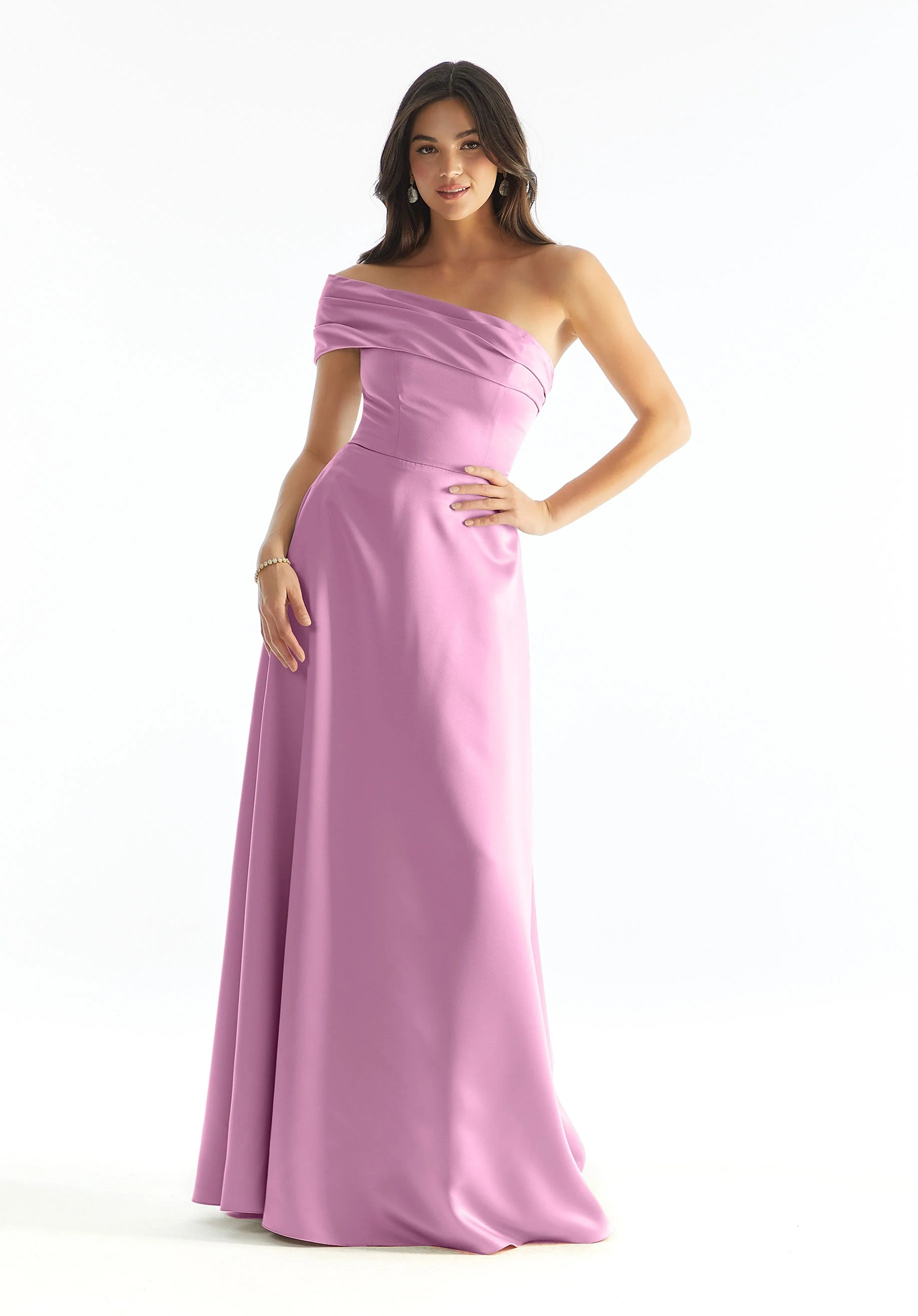 Cuffed One Shoulder Satin Bridesmaid Dress - Image 5