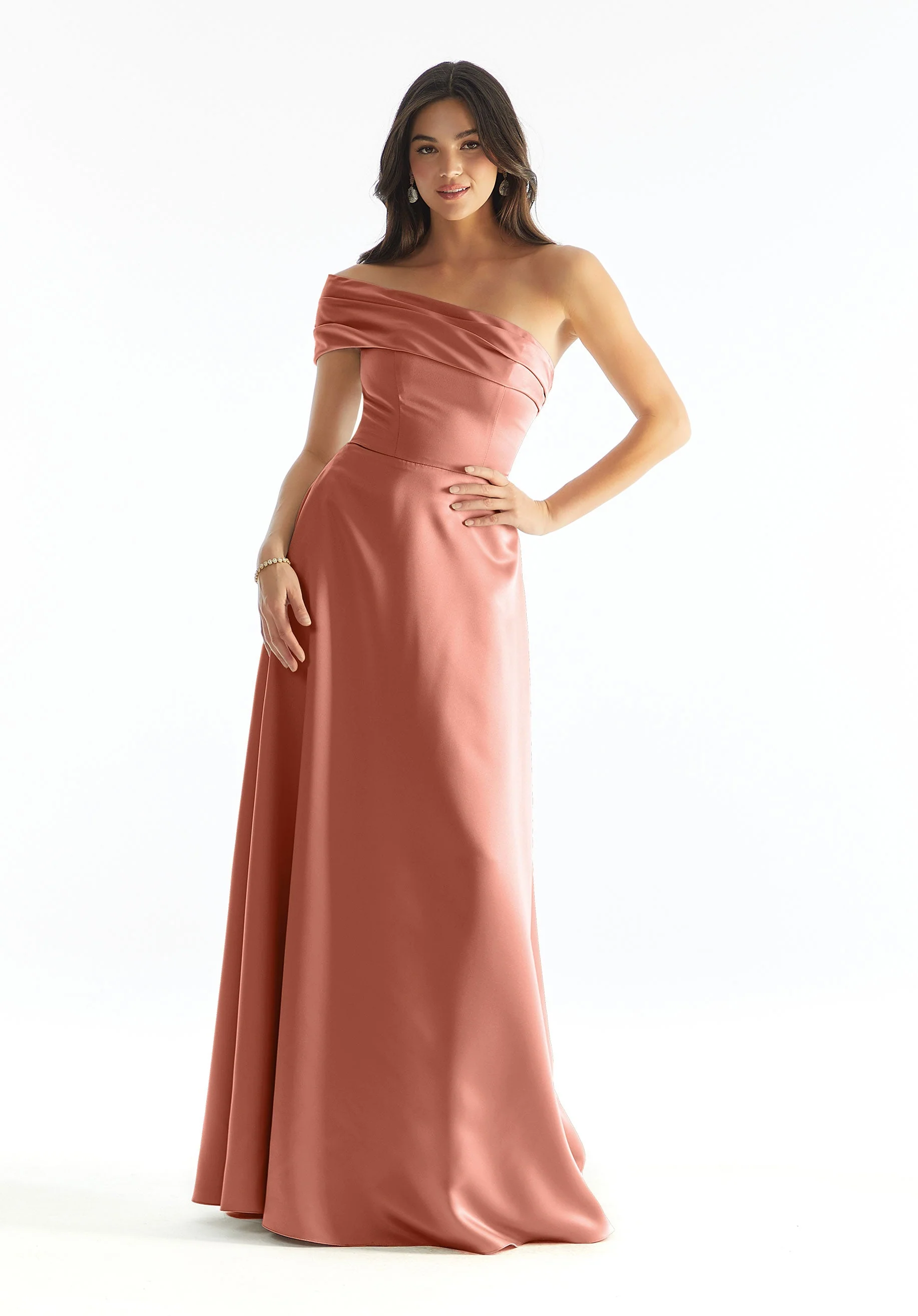 Cuffed One Shoulder Satin Bridesmaid Dress - Image 50