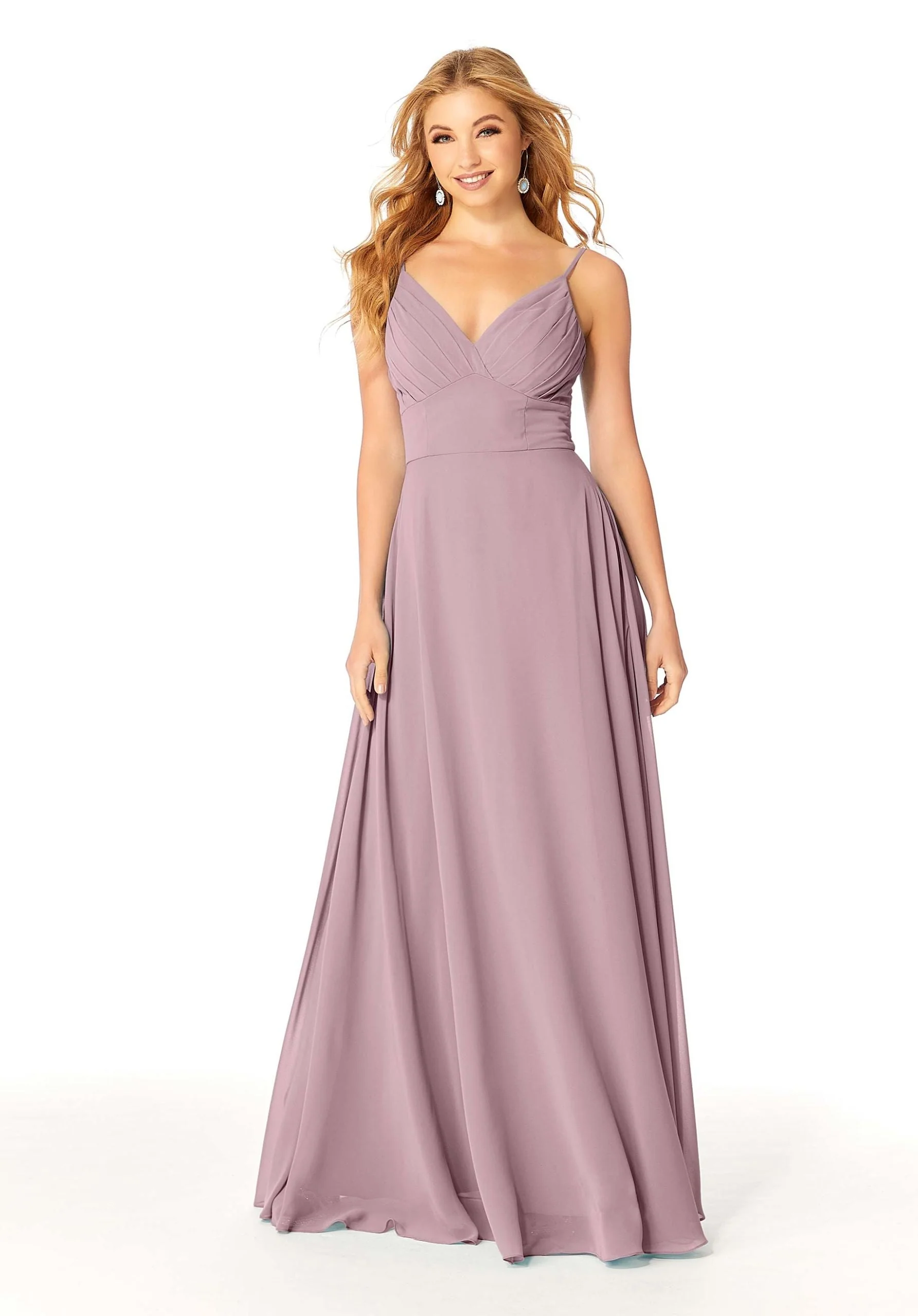 Draped Empire Chiffon Bridesmaid Dress - Image 29