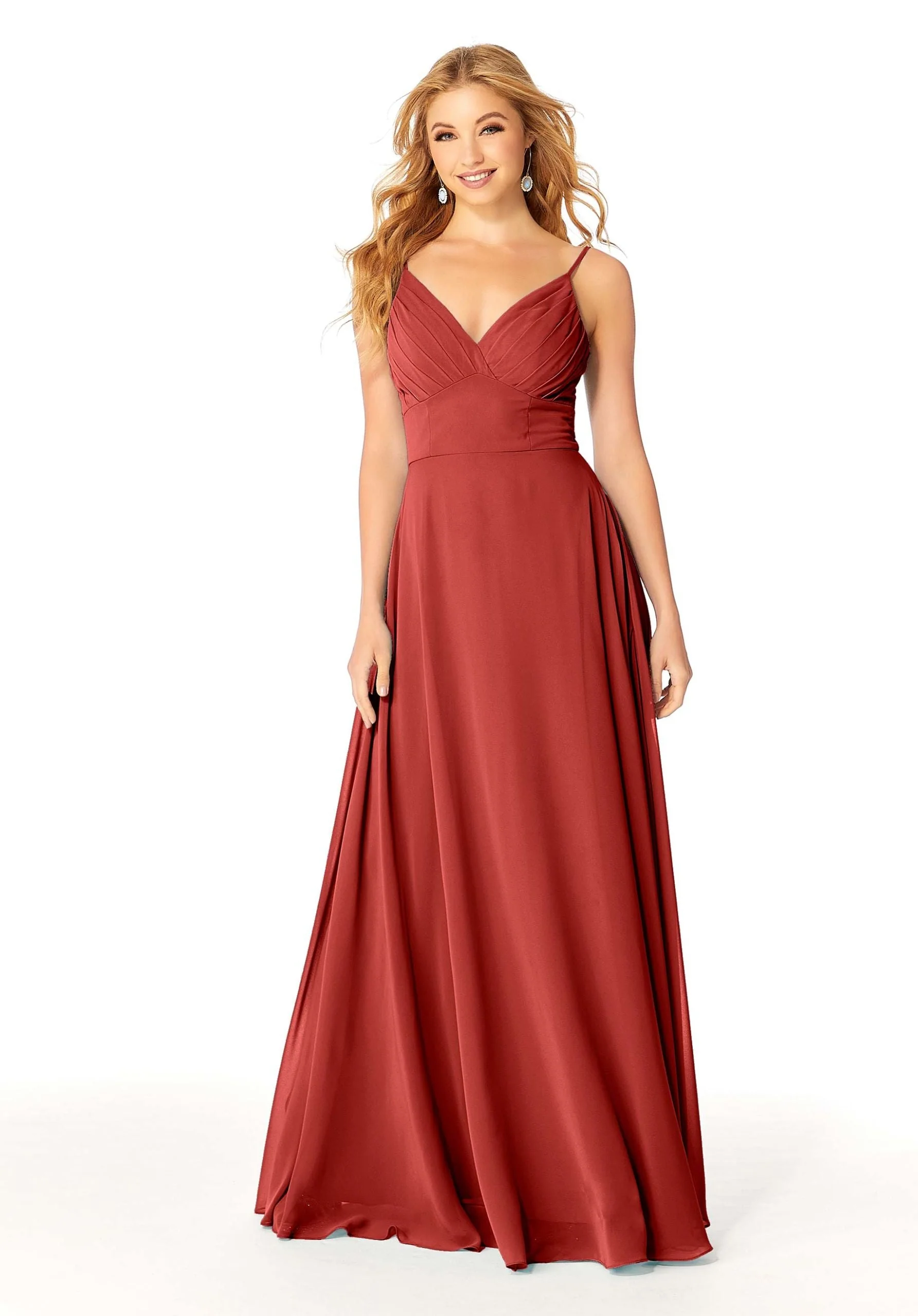 Draped Empire Chiffon Bridesmaid Dress - Image 55
