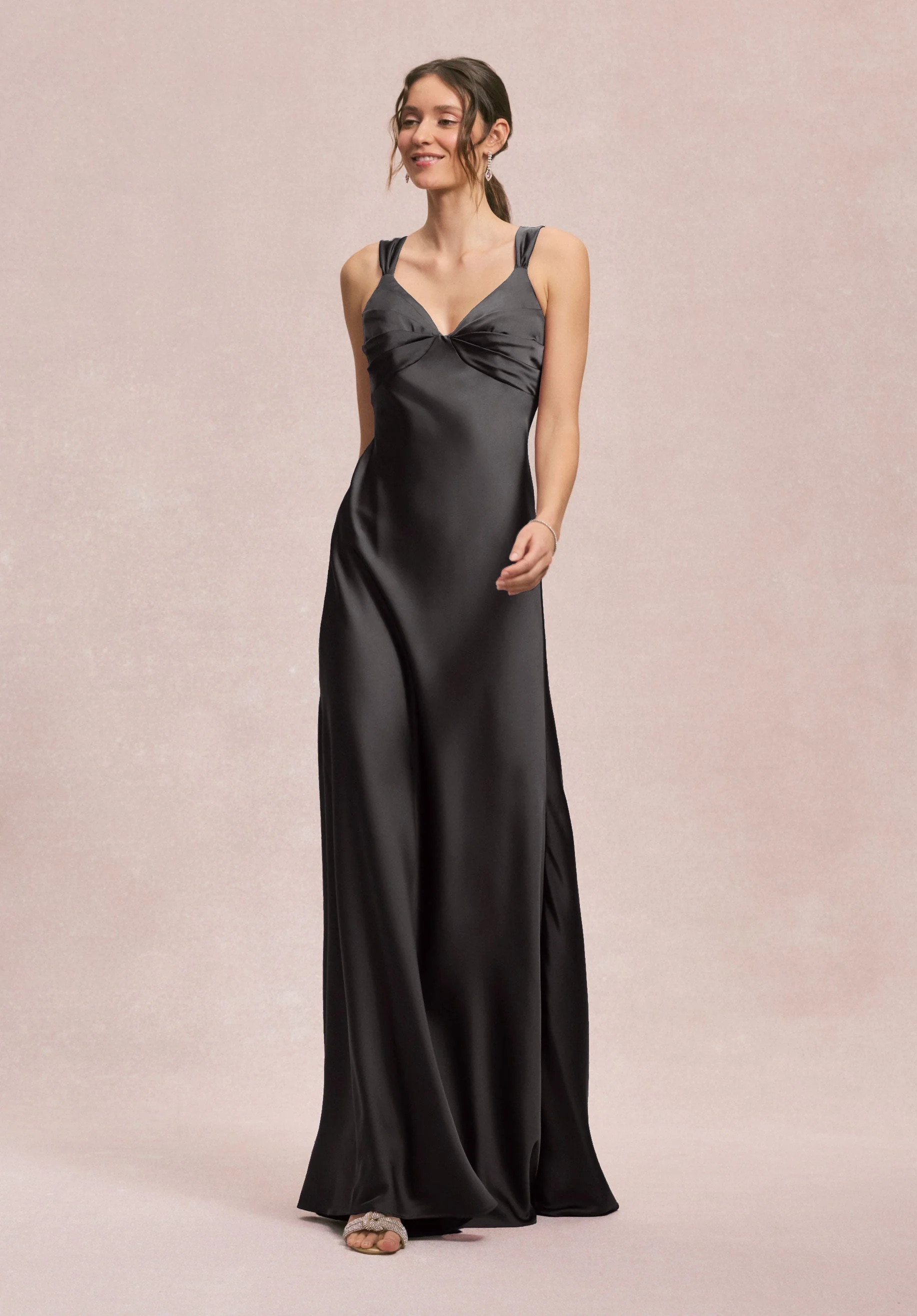 Draped Empire V-Neck Bridesmaid Dress - Image 11