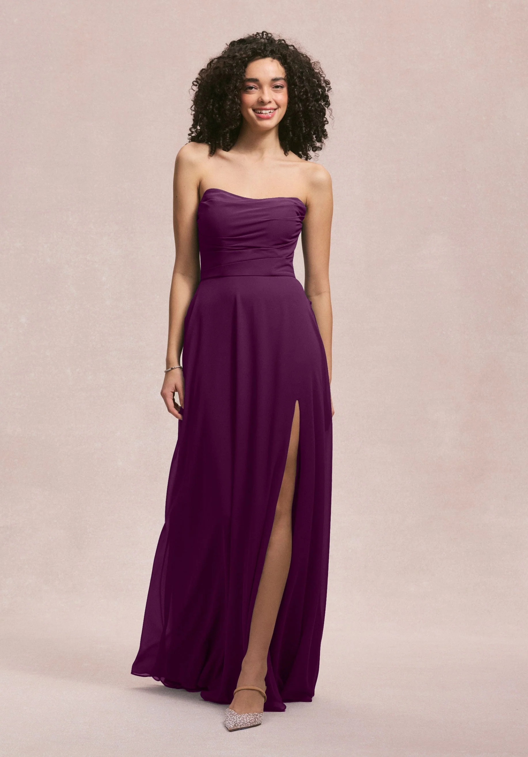 Draped Scoop Neck Bridesmaid Dress with Back Bow - Image 27