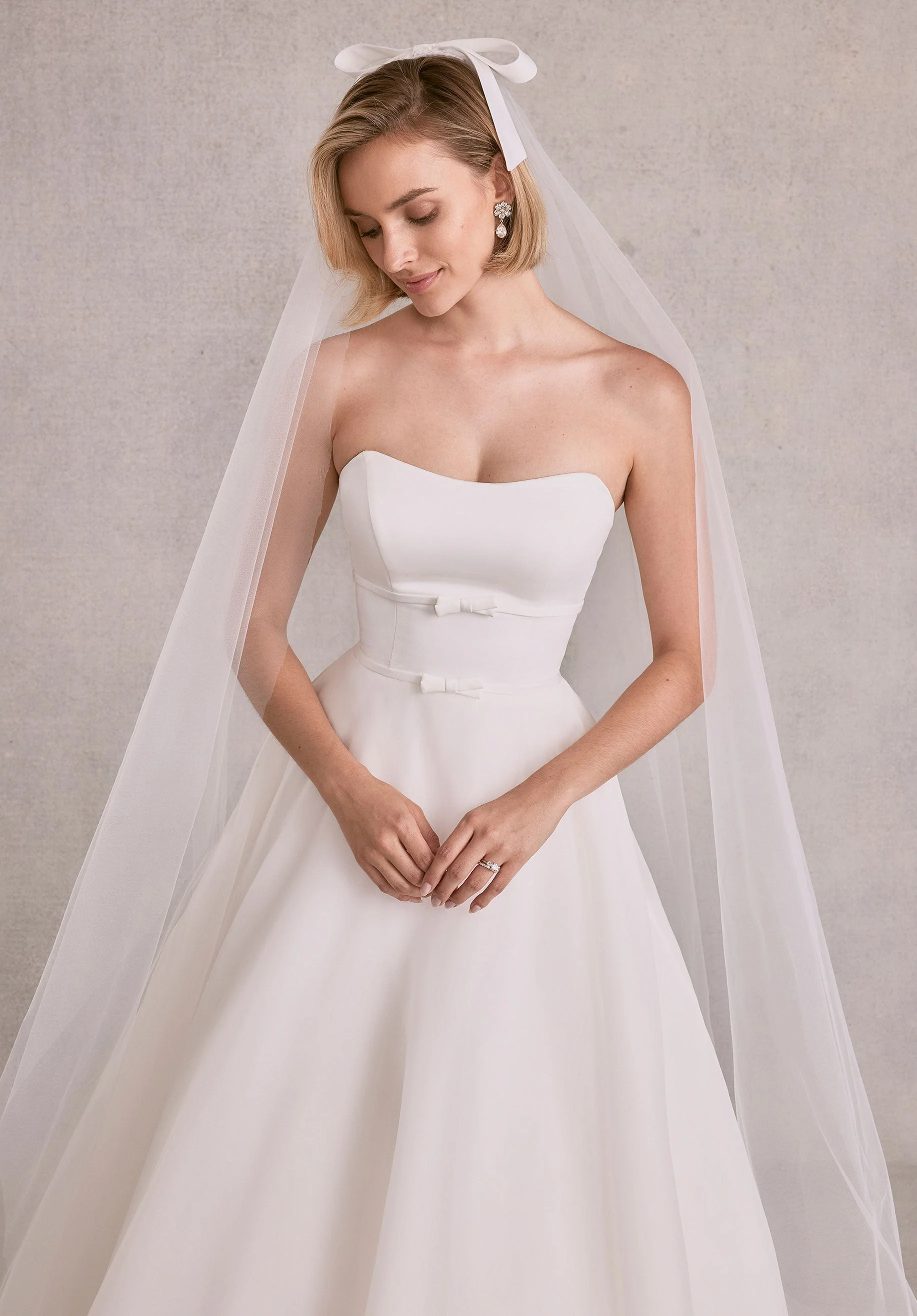 Cathedral Length Tulle Veil with Satin Bow - Image 4