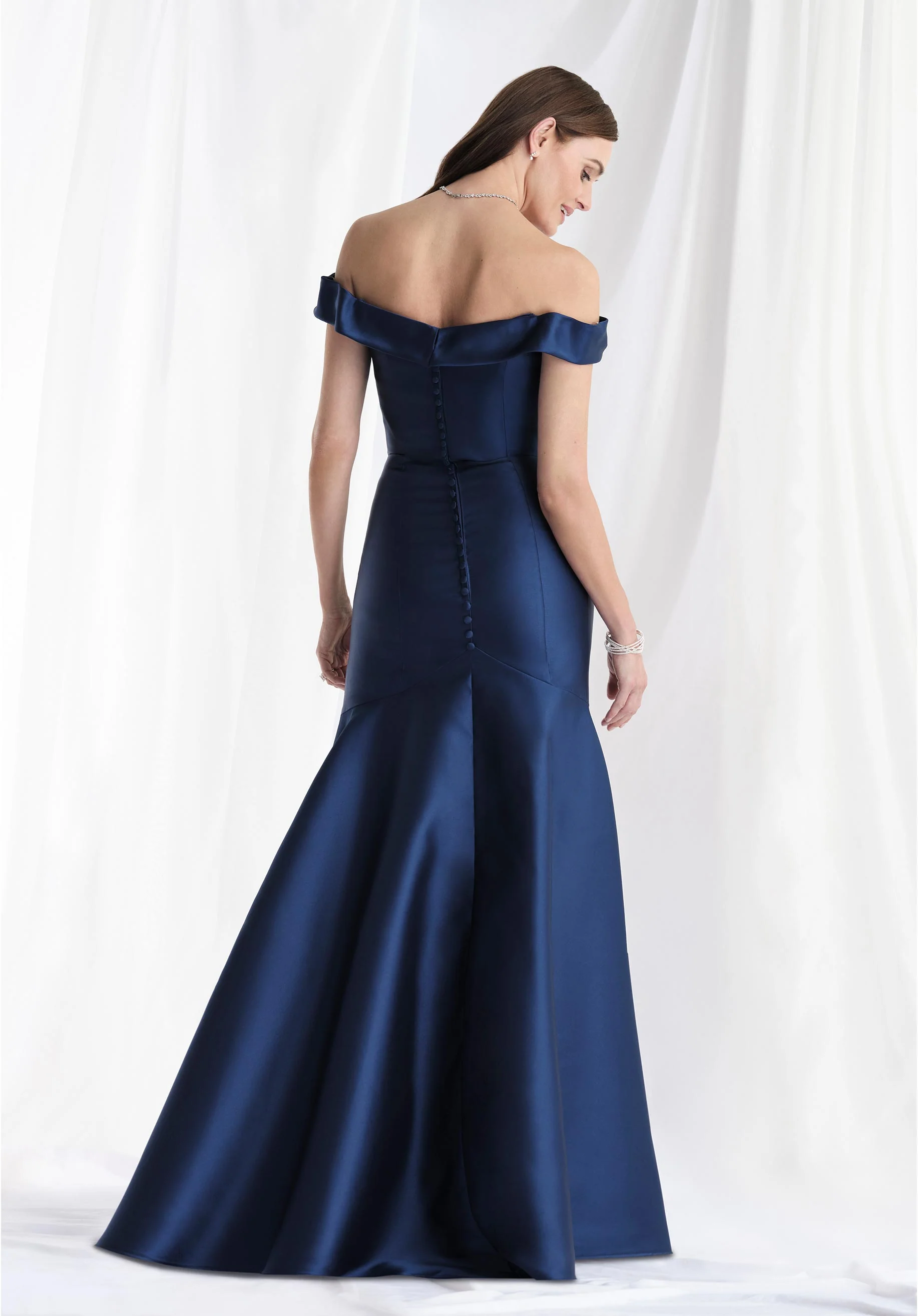 Fit and Flare Off The Shoulder Mikado Evening Gown - Image 10